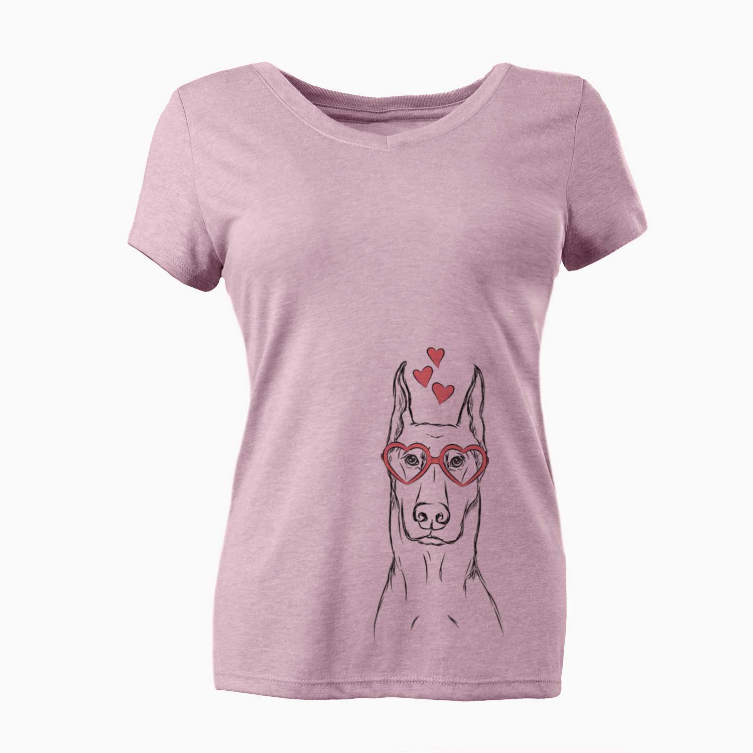 Valentine Ace the Doberman Pinscher - Women's V-neck Shirt