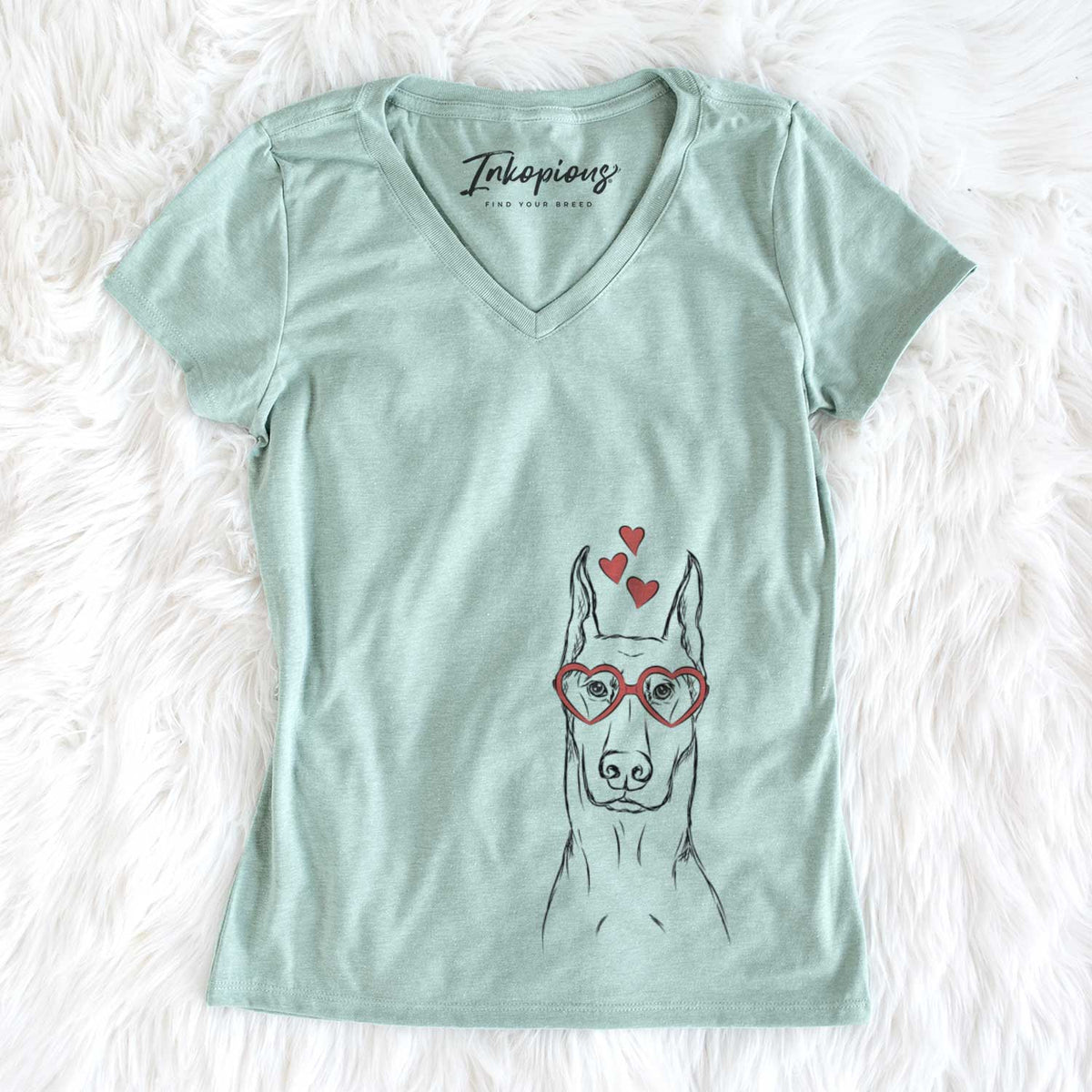 Valentine Ace the Doberman Pinscher - Women&#39;s V-neck Shirt