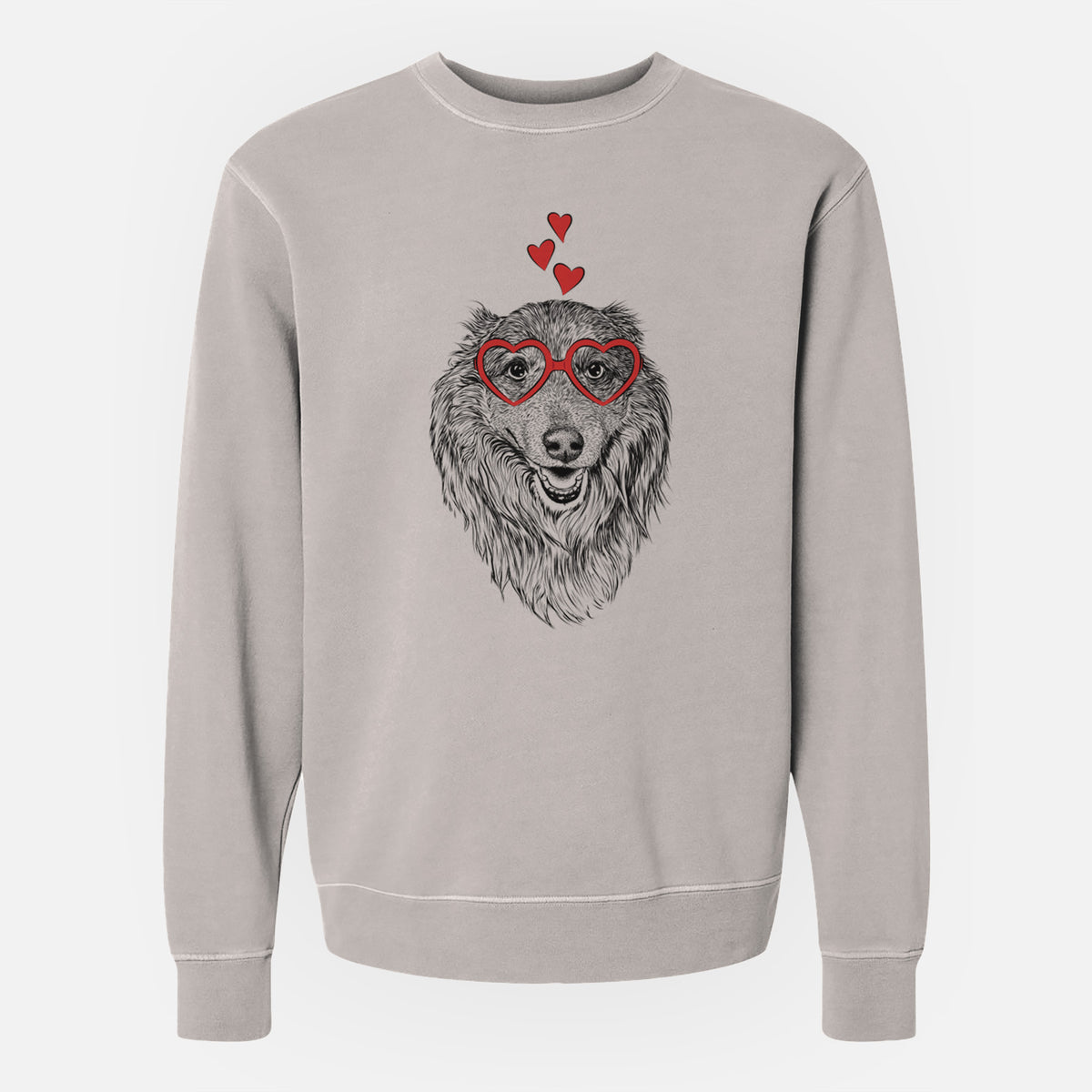 Valentine Addie the Collie Mix - Unisex Pigment Dyed Crew Sweatshirt