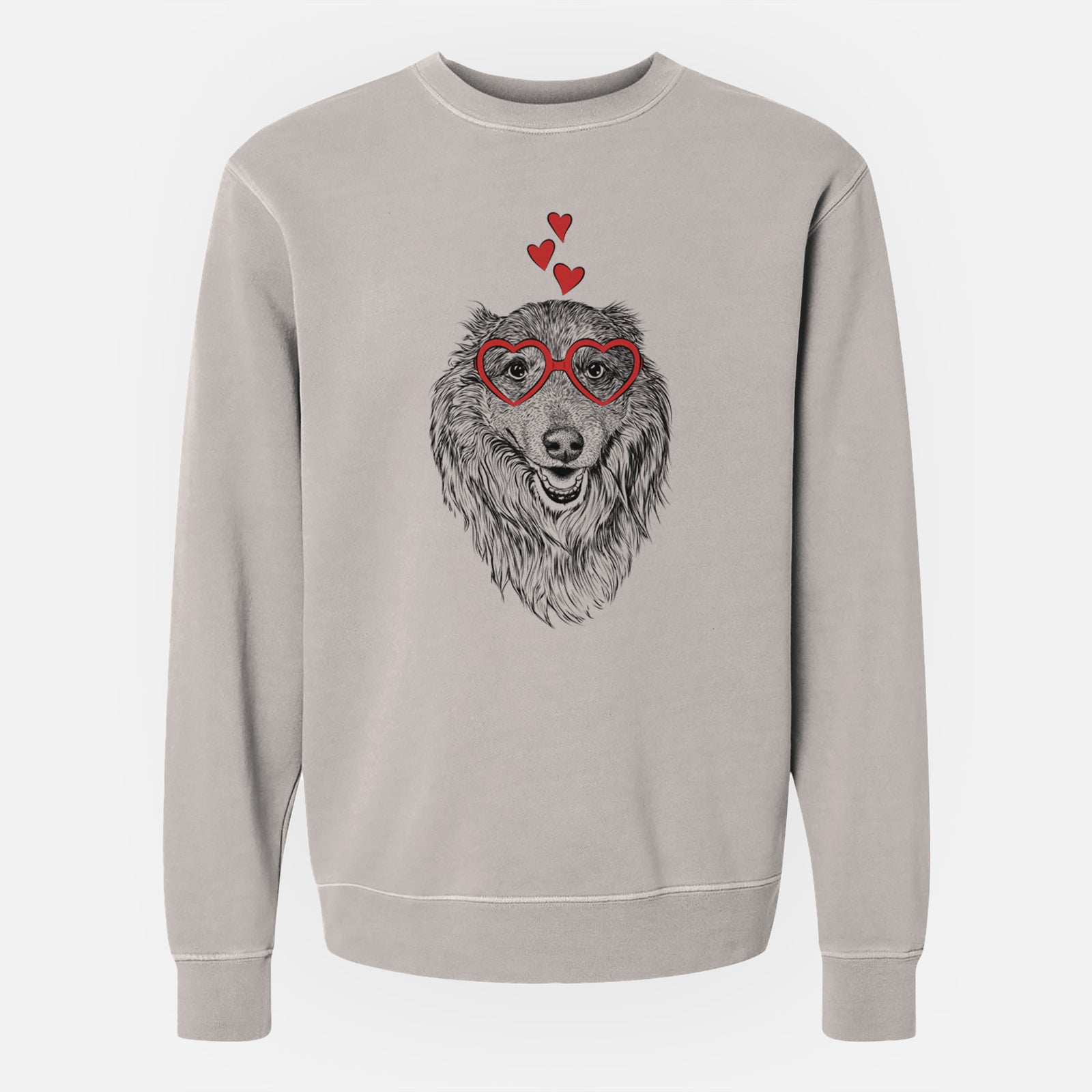 Valentine Addie the Collie Mix - Unisex Pigment Dyed Crew Sweatshirt