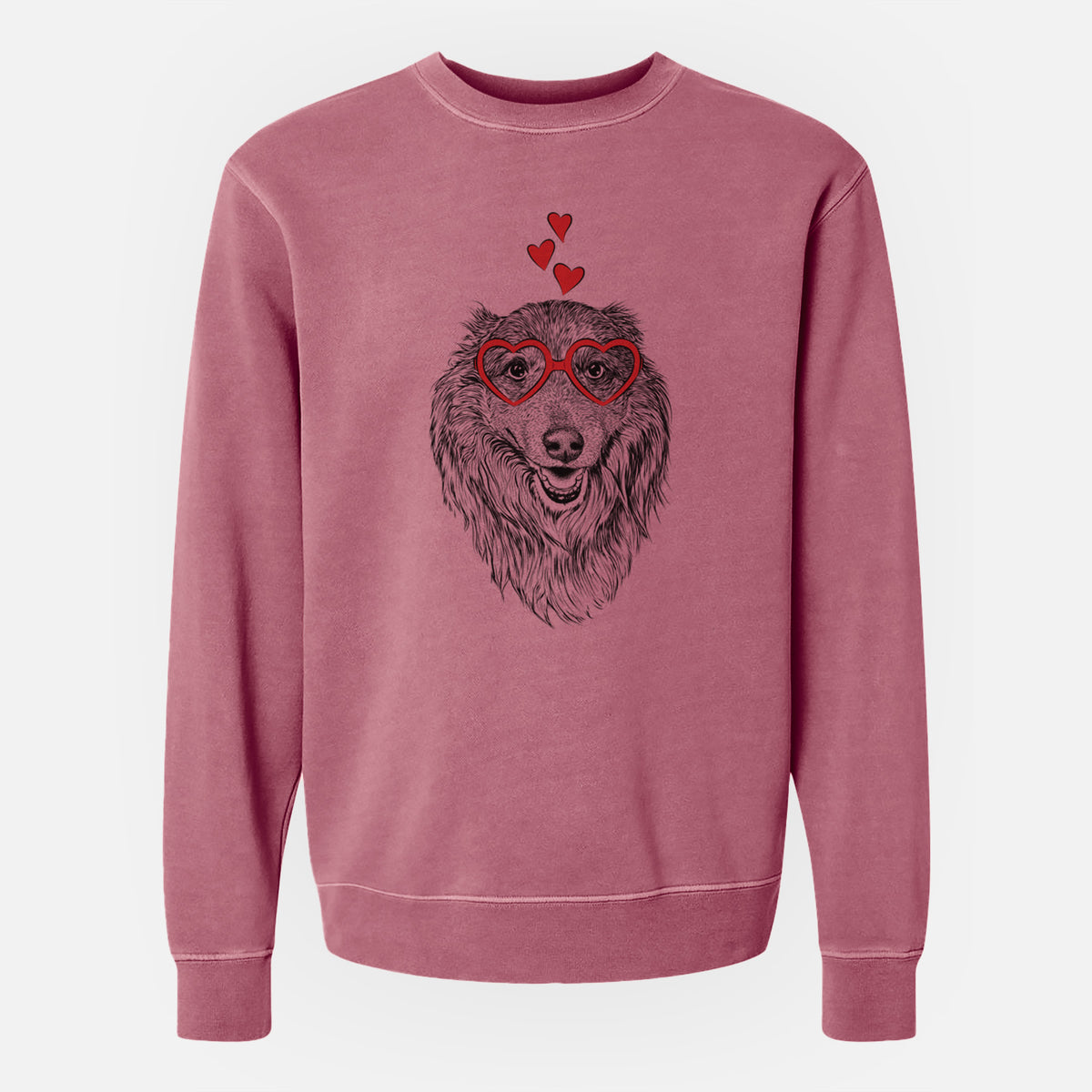 Valentine Addie the Collie Mix - Unisex Pigment Dyed Crew Sweatshirt