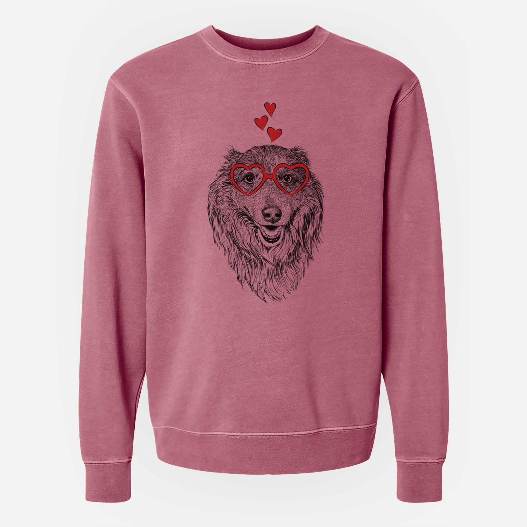 Valentine Addie the Collie Mix - Unisex Pigment Dyed Crew Sweatshirt