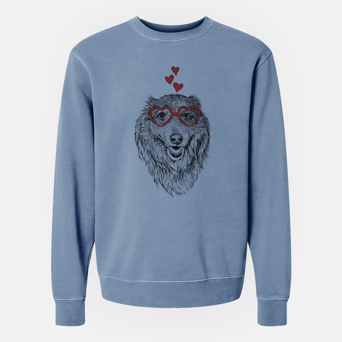 Valentine Addie the Collie Mix - Unisex Pigment Dyed Crew Sweatshirt