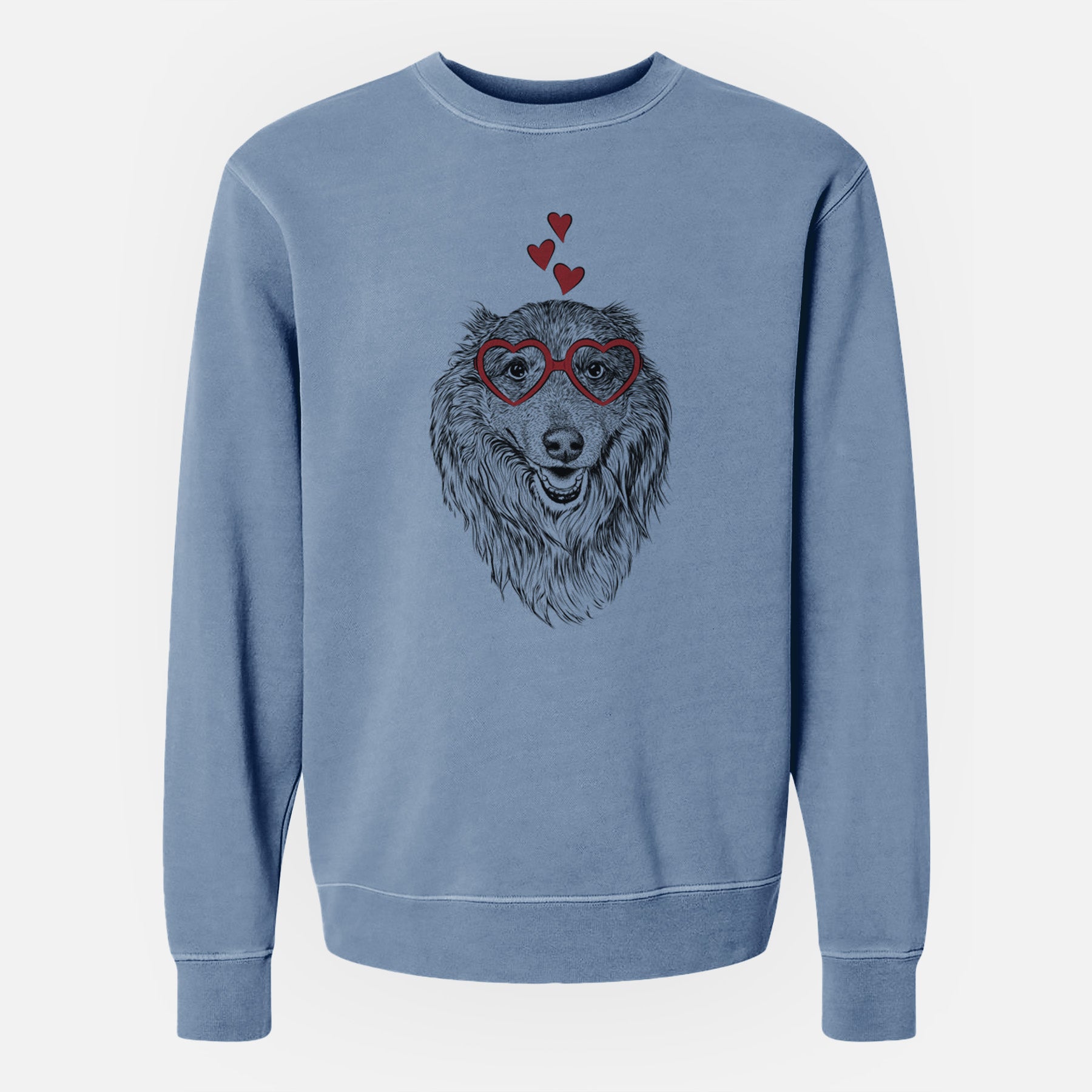 Valentine Addie the Collie Mix - Unisex Pigment Dyed Crew Sweatshirt