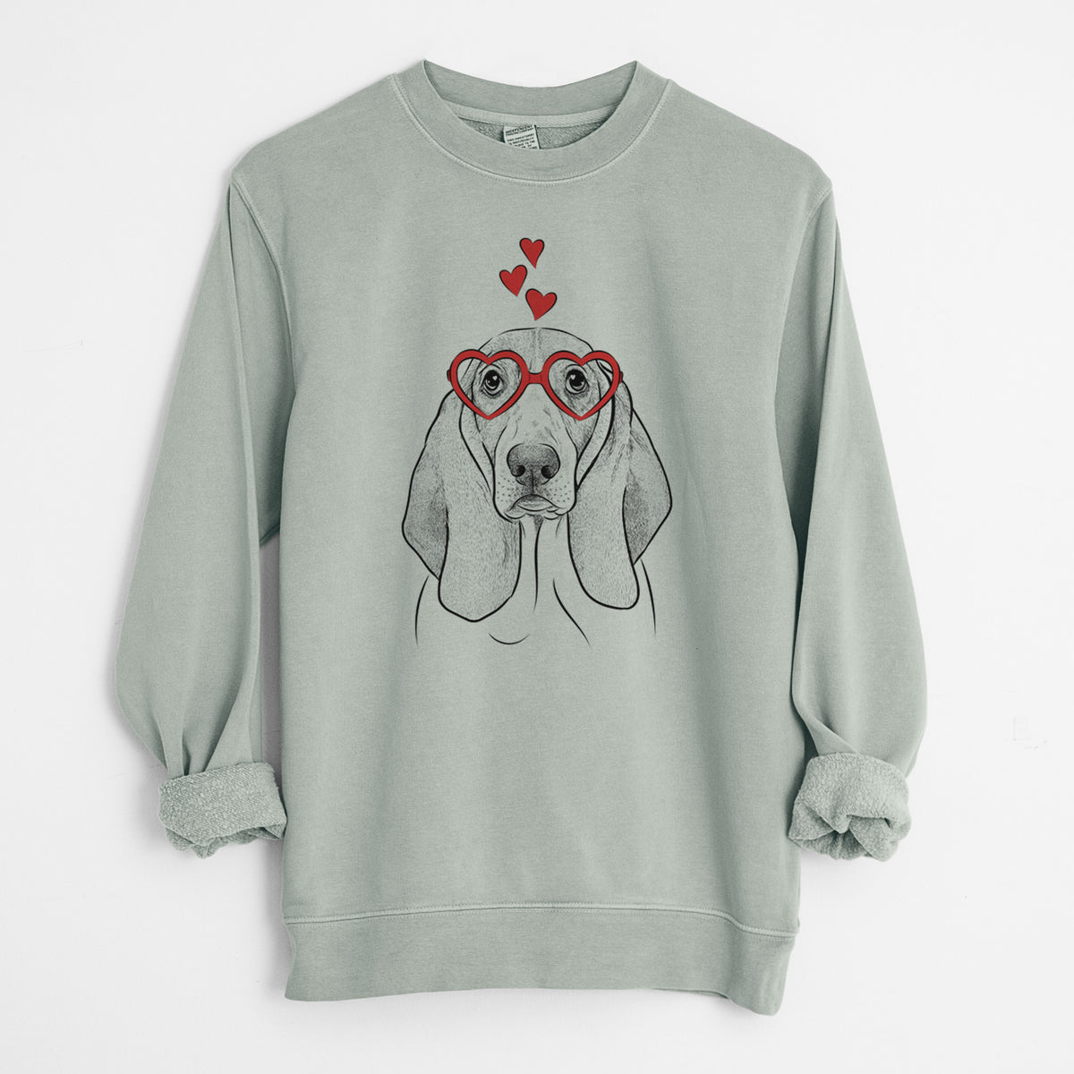 Valentine Addison the Basset Hound - Unisex Pigment Dyed Crew Sweatshirt