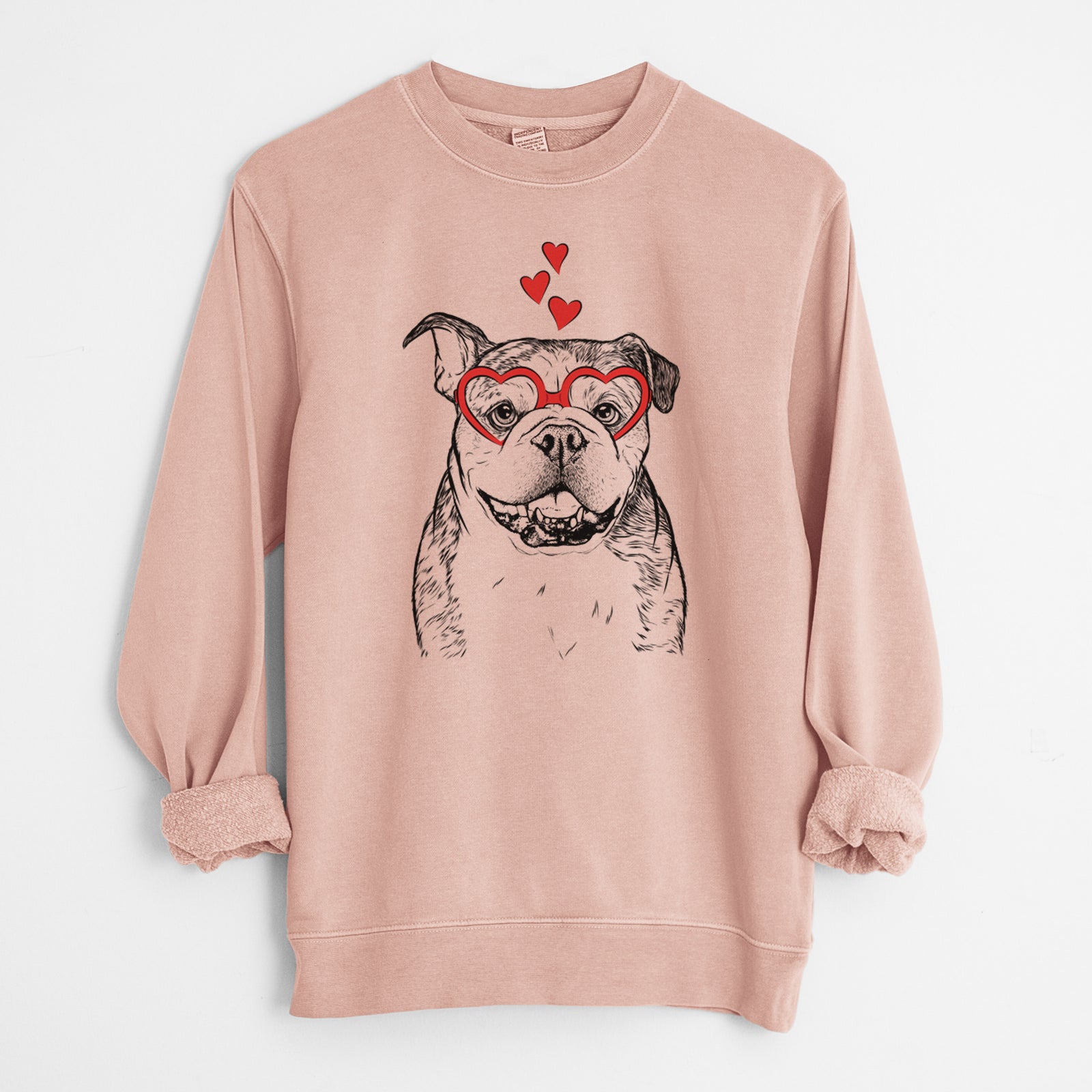 Valentine Agatha the Boston Bulldog - Unisex Pigment Dyed Crew Sweatshirt