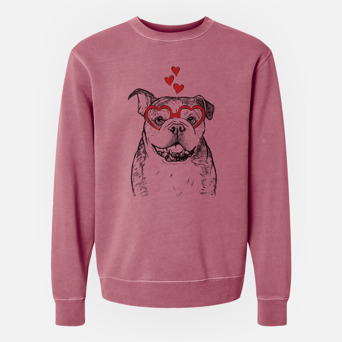 Valentine Agatha the Boston Bulldog - Unisex Pigment Dyed Crew Sweatshirt
