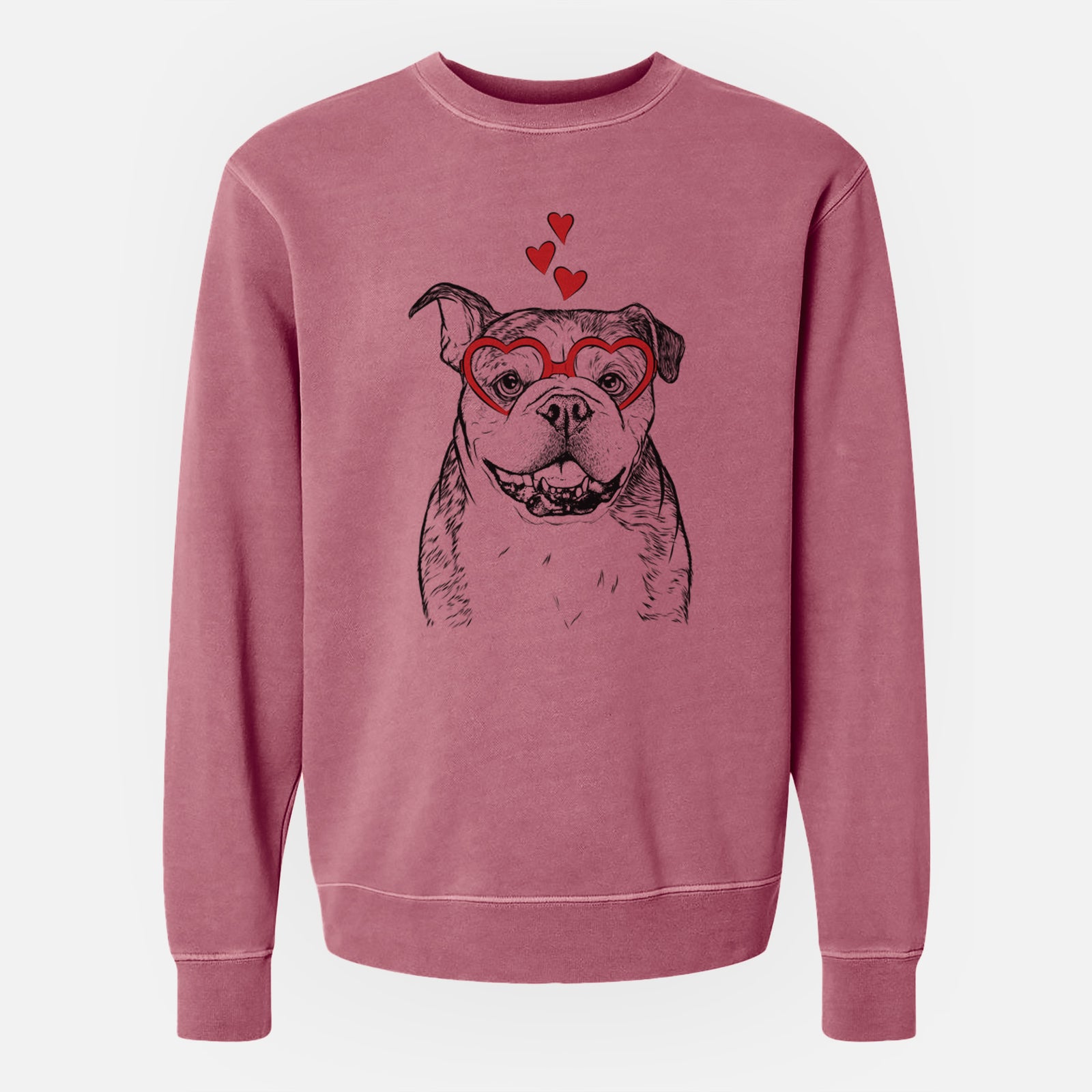 Valentine Agatha the Boston Bulldog - Unisex Pigment Dyed Crew Sweatshirt
