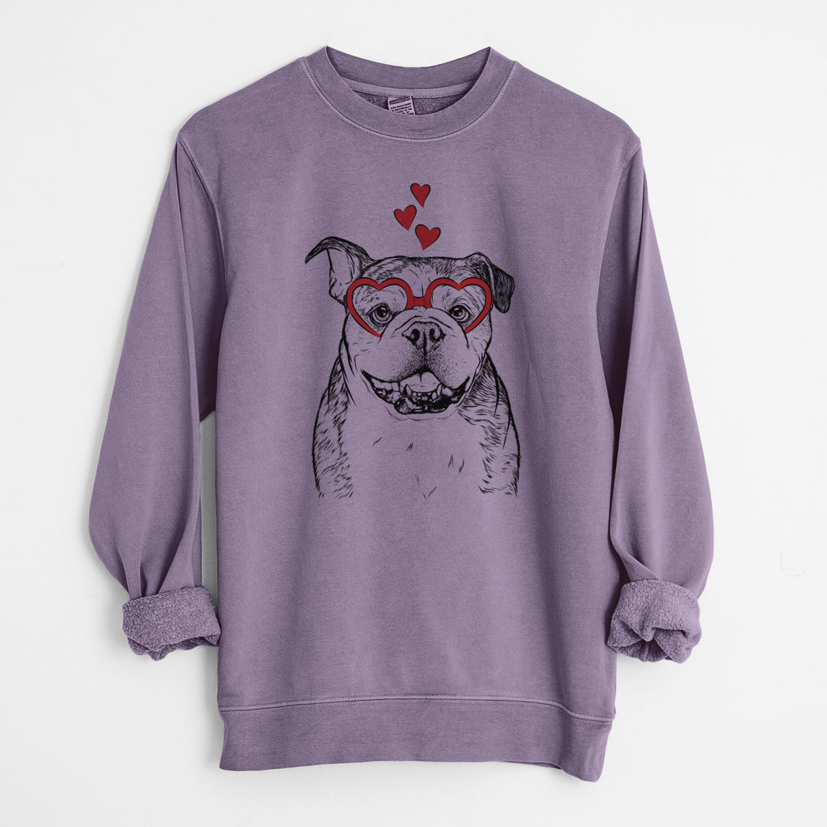 Valentine Agatha the Boston Bulldog - Unisex Pigment Dyed Crew Sweatshirt