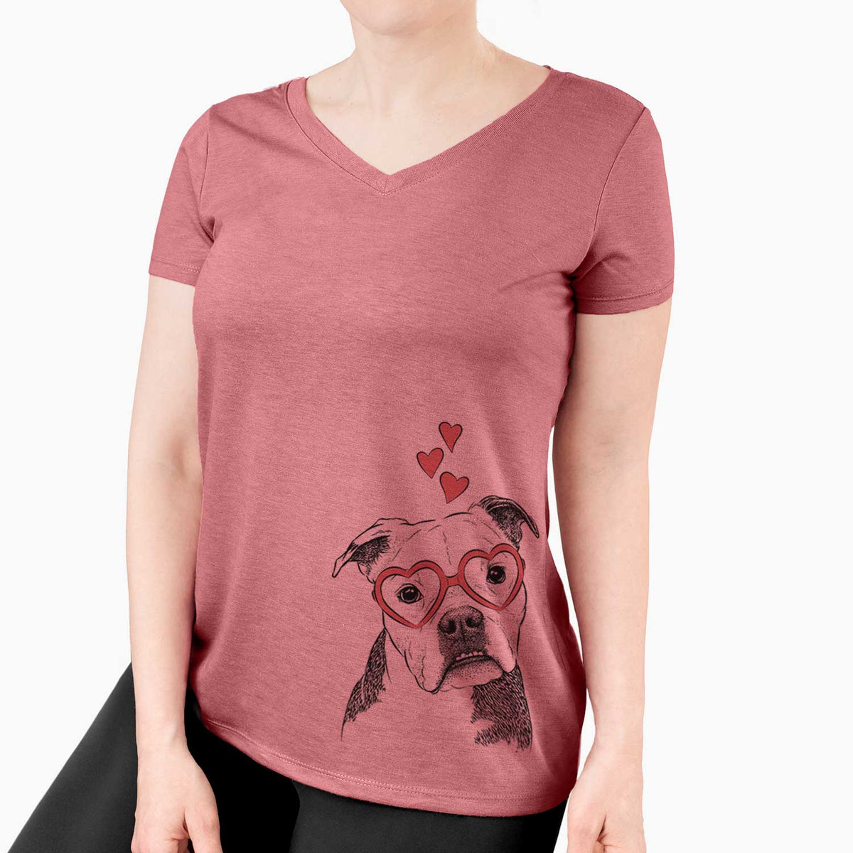 Valentine Aggy the Olde English Bulldogge - Women's V-neck Shirt