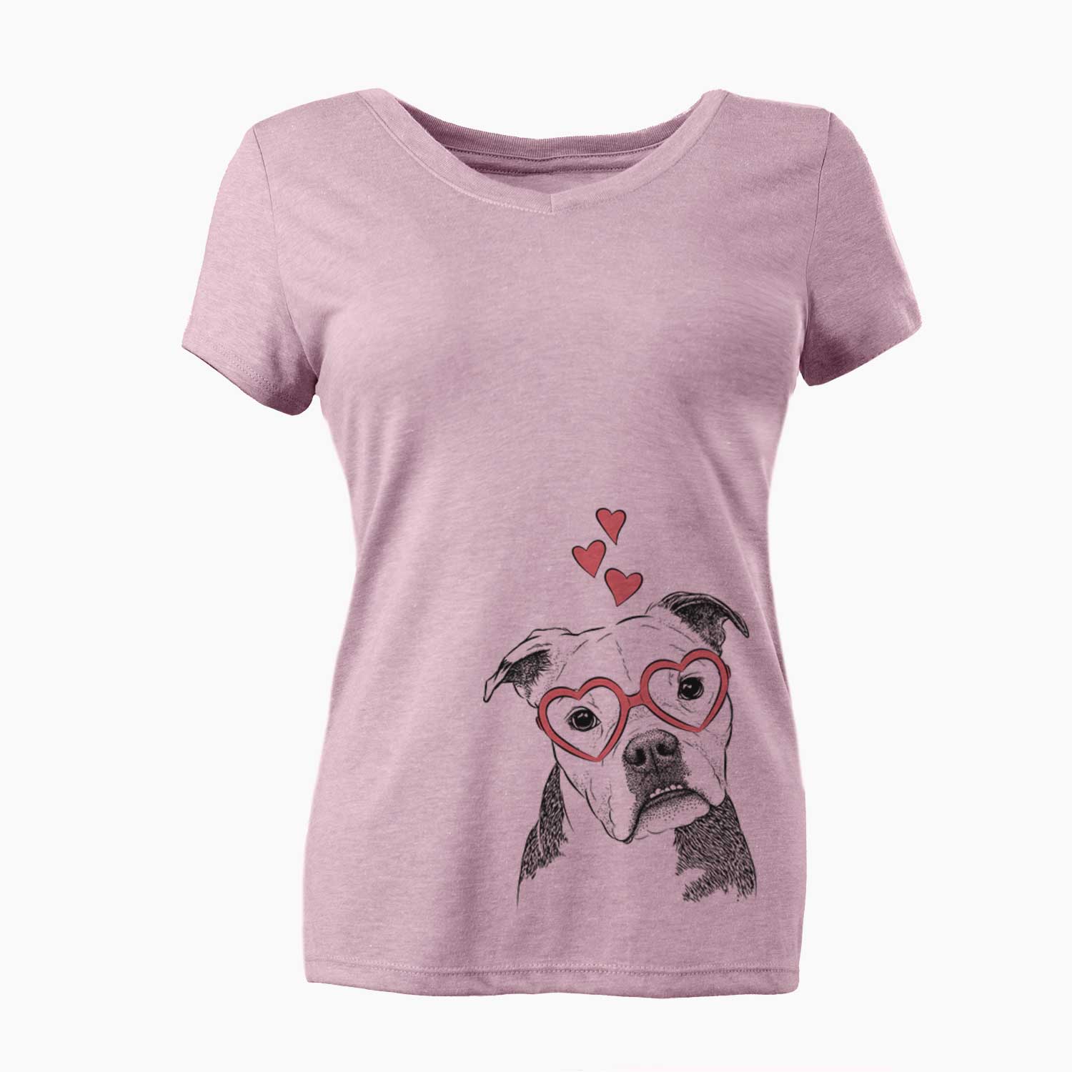 Valentine Aggy the Olde English Bulldogge - Women's V-neck Shirt
