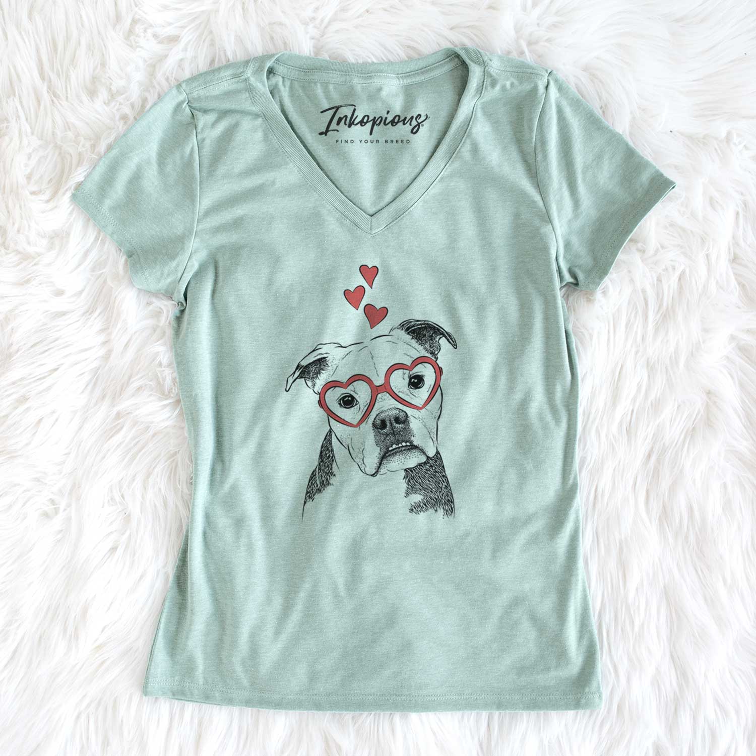 Valentine Aggy the Olde English Bulldogge - Women's V-neck Shirt