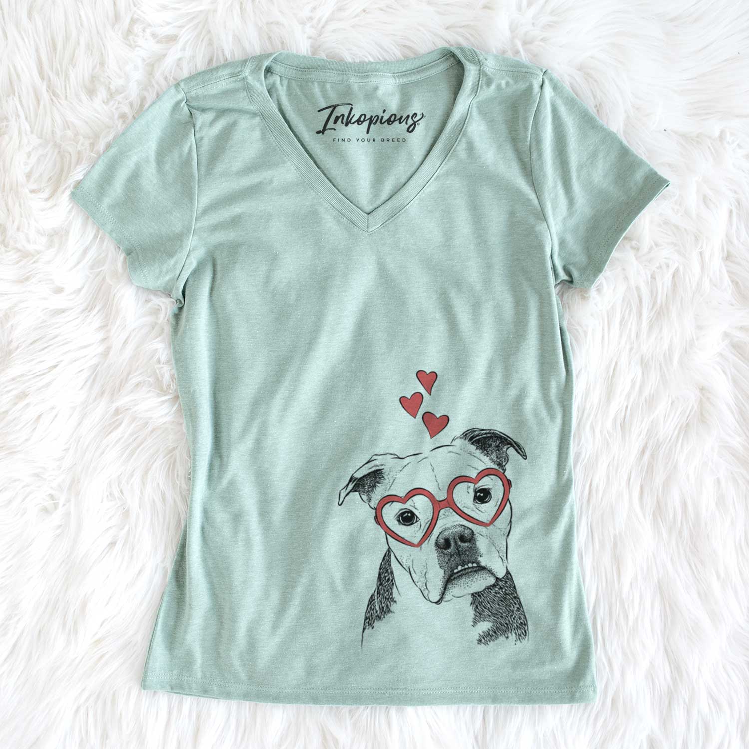 Valentine Aggy the Olde English Bulldogge - Women's V-neck Shirt