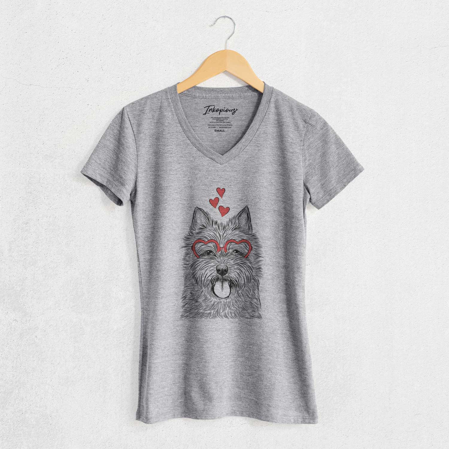 Valentine Alfie the Norwich Terrier - Women's V-neck Shirt