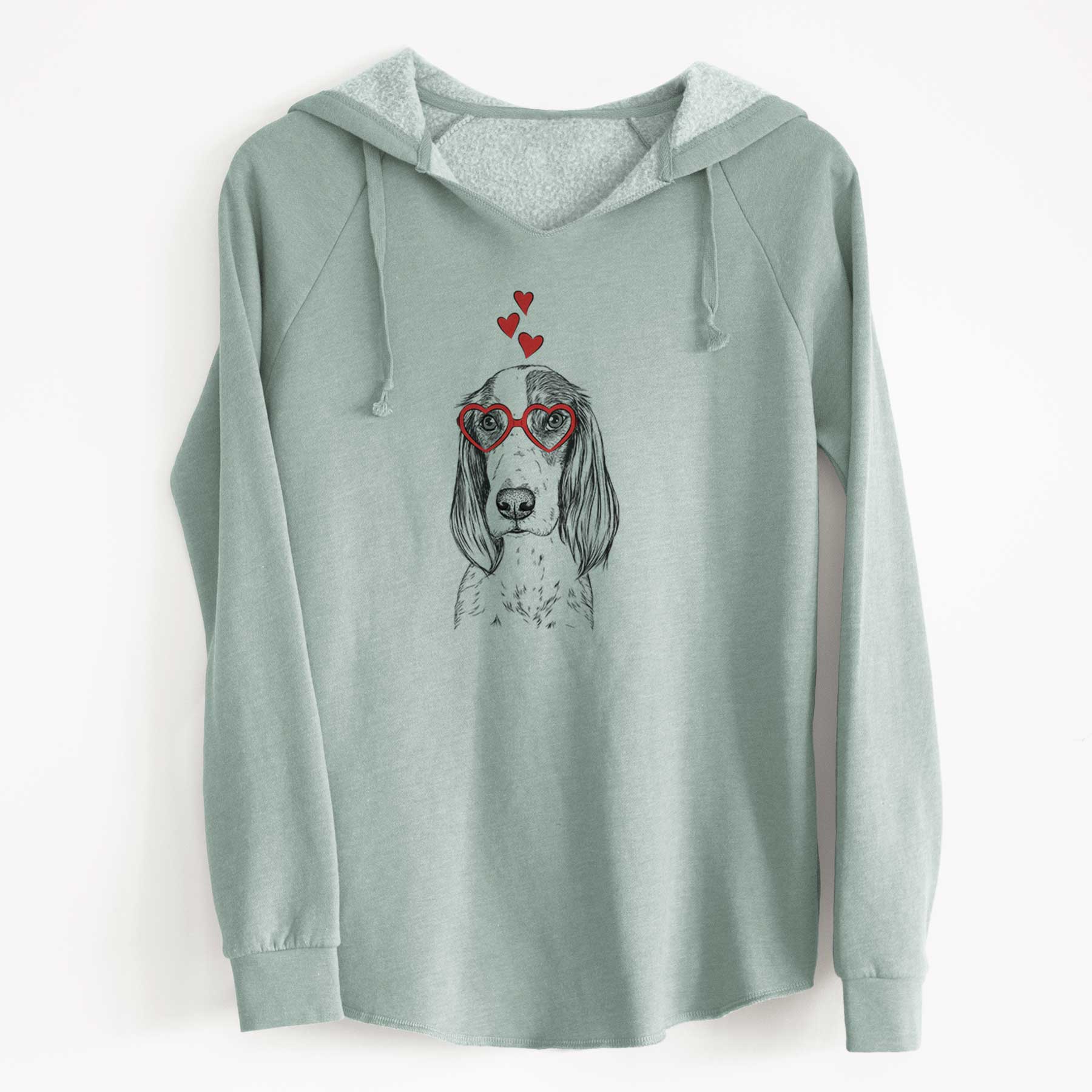 Valentine Aline the Irish Red and White Setter - Cali Wave Hooded Sweatshirt