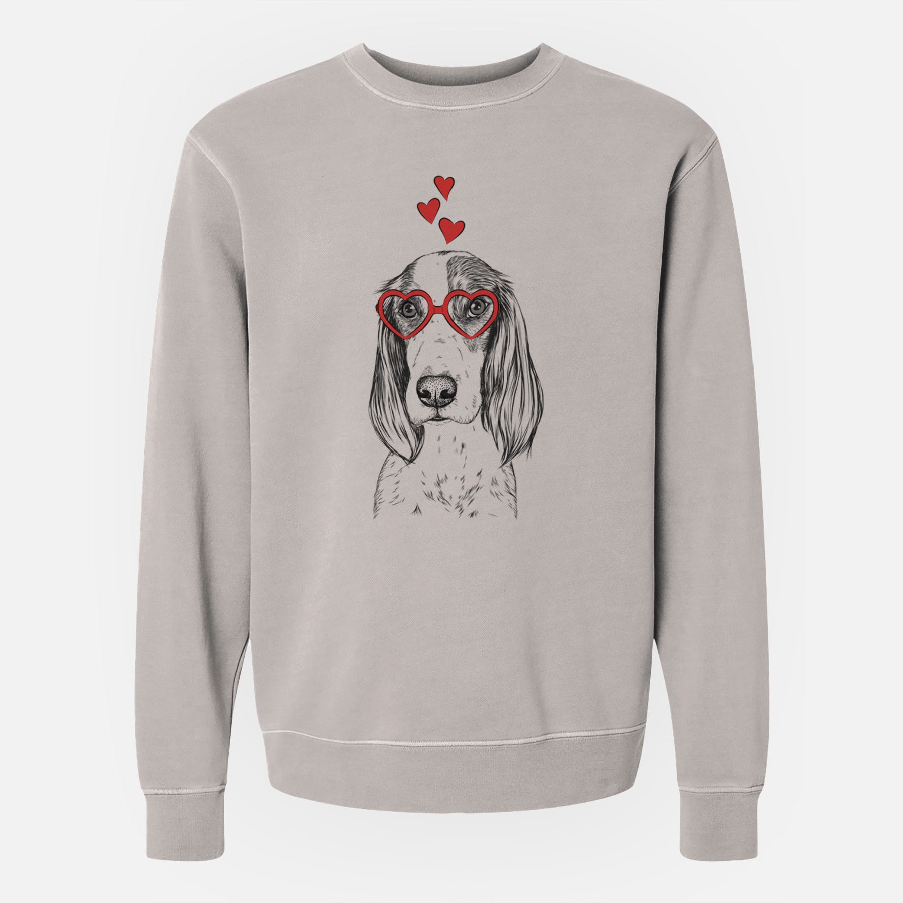 Valentine Aline the Irish Red and White Setter - Unisex Pigment Dyed Crew Sweatshirt