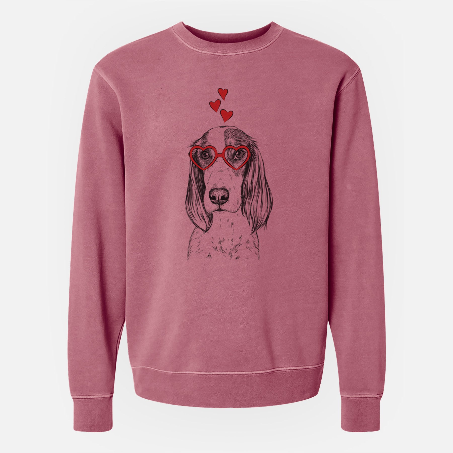 Valentine Aline the Irish Red and White Setter - Unisex Pigment Dyed Crew Sweatshirt