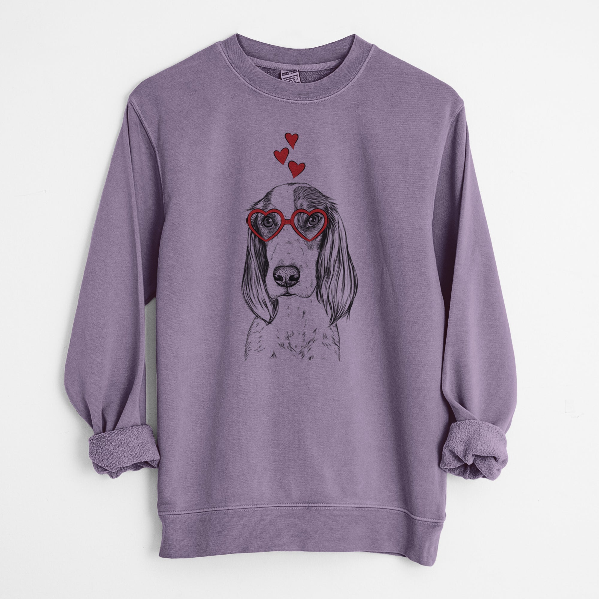 Valentine Aline the Irish Red and White Setter - Unisex Pigment Dyed Crew Sweatshirt