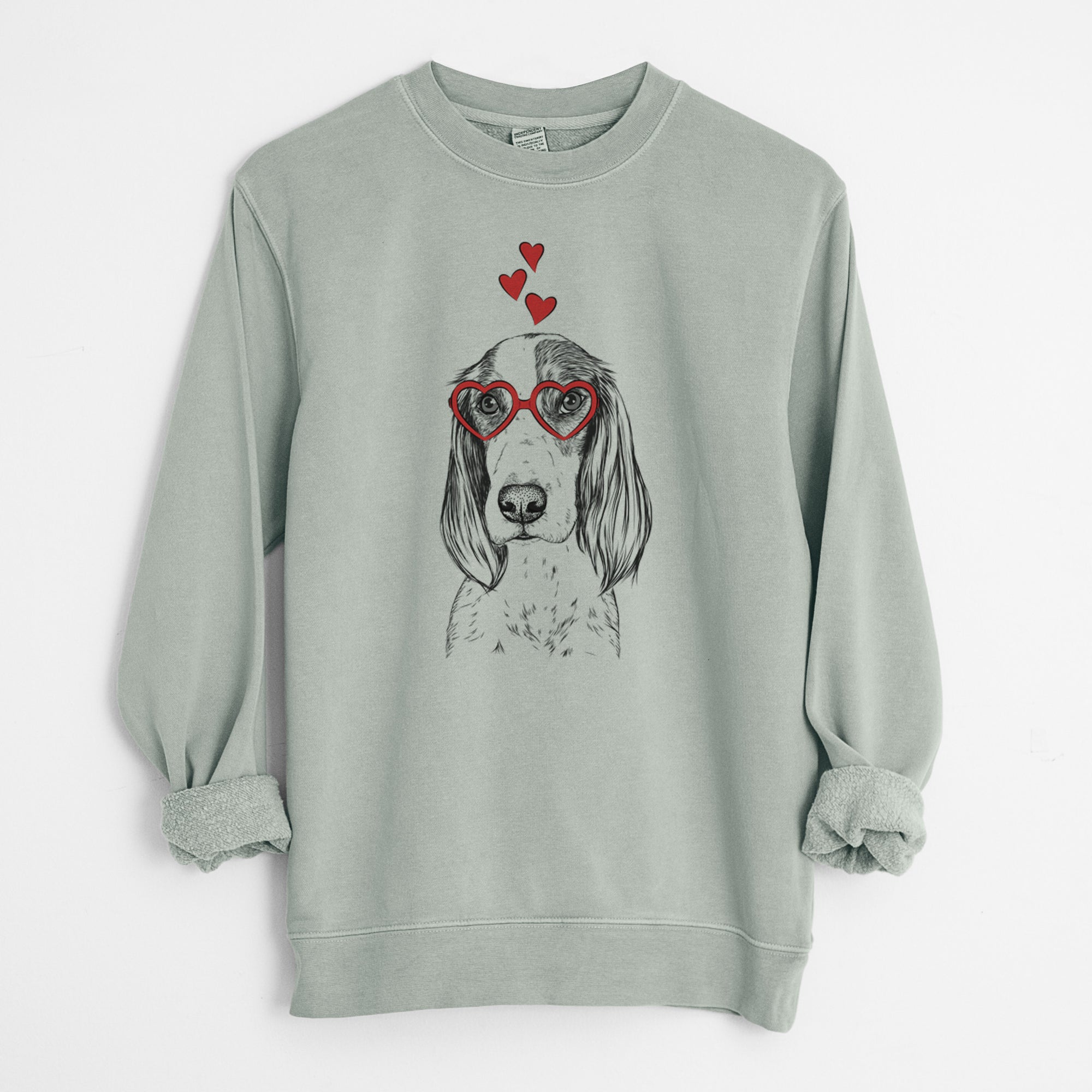 Valentine Aline the Irish Red and White Setter - Unisex Pigment Dyed Crew Sweatshirt