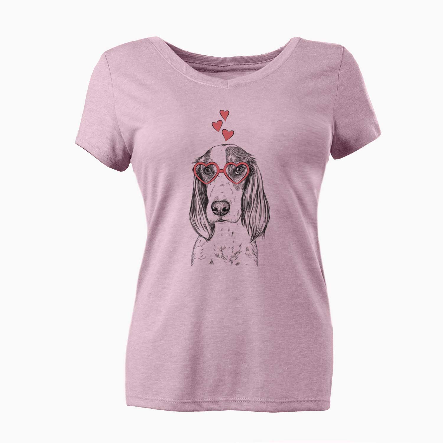 Valentine Aline the Irish Red and White Setter - Women's V-neck Shirt