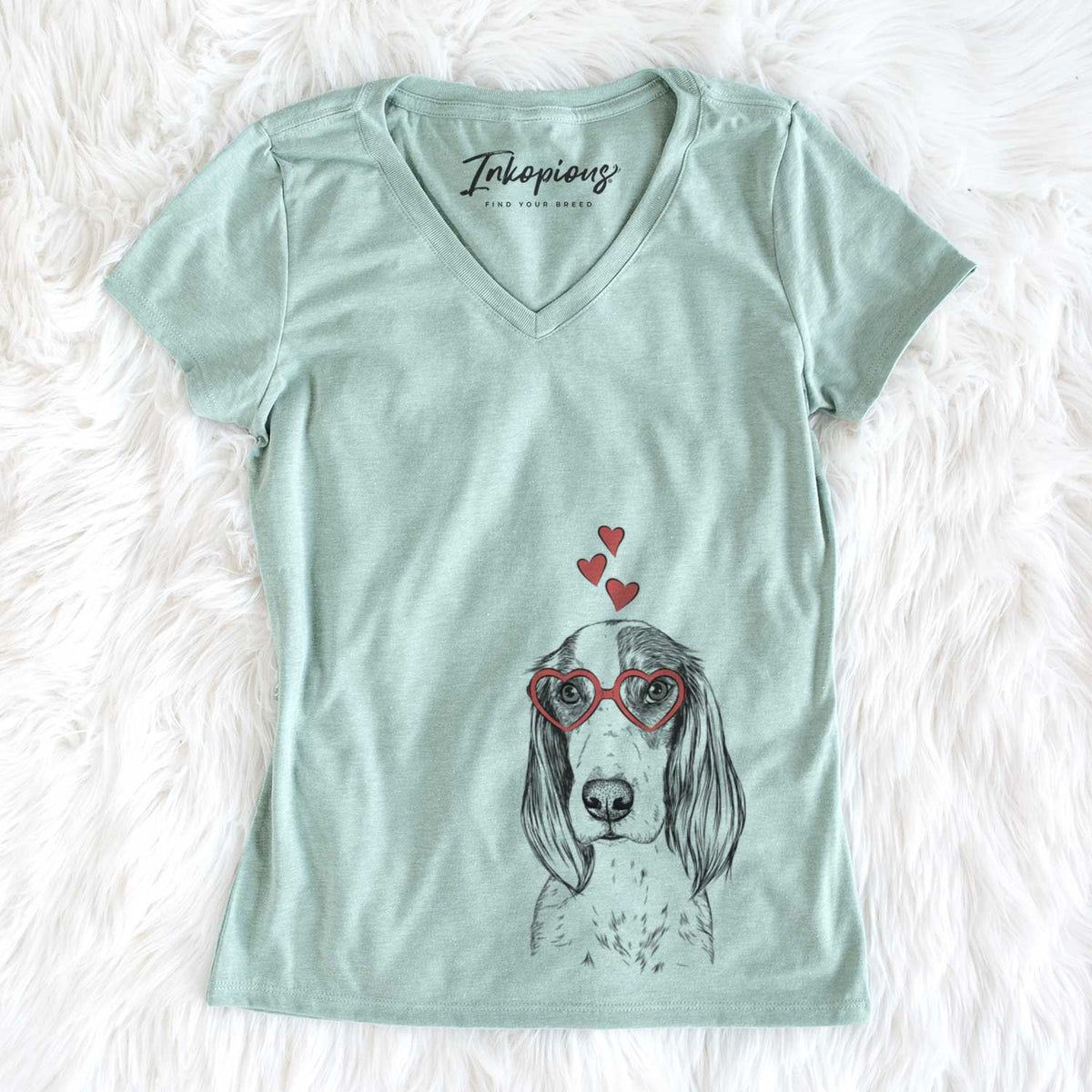 Valentine Aline the Irish Red and White Setter - Women&#39;s V-neck Shirt