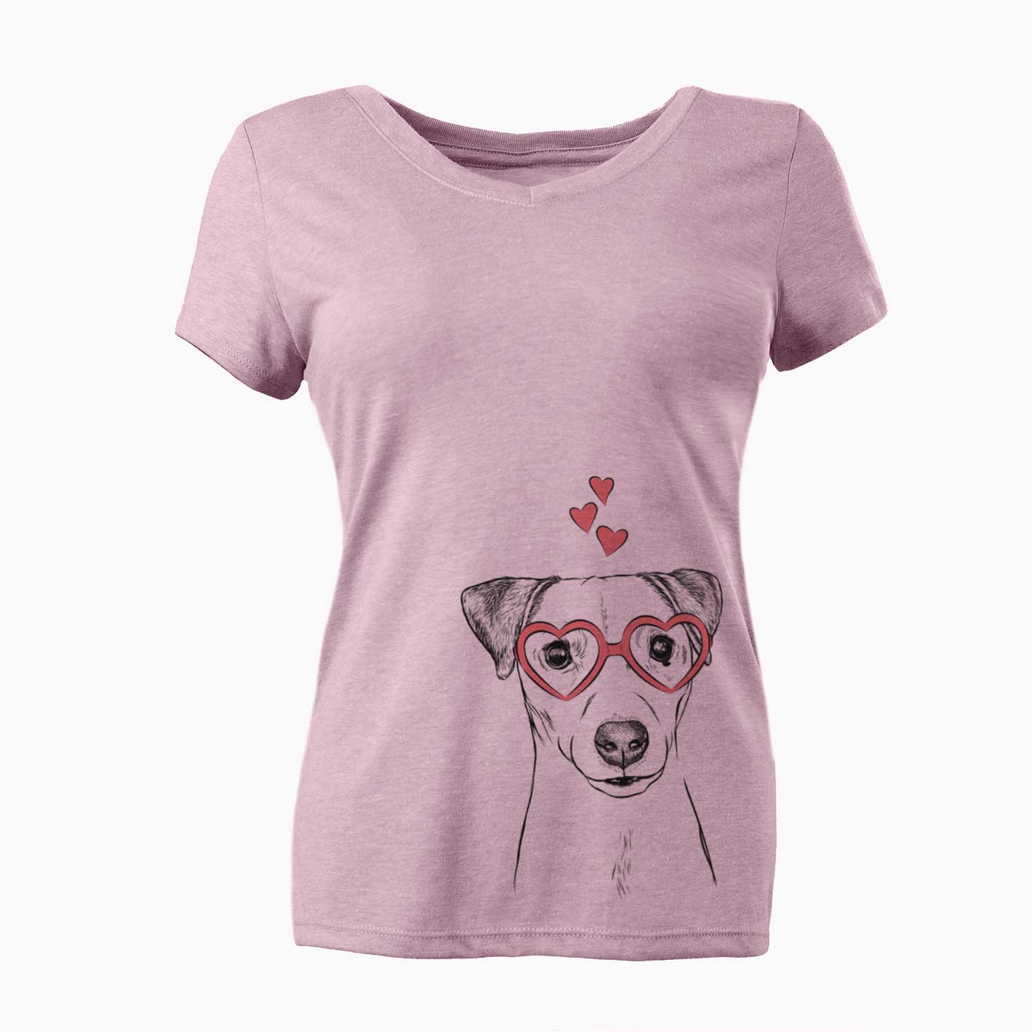 Valentine Ally the Jack Russell Terrier - Women's V-neck Shirt