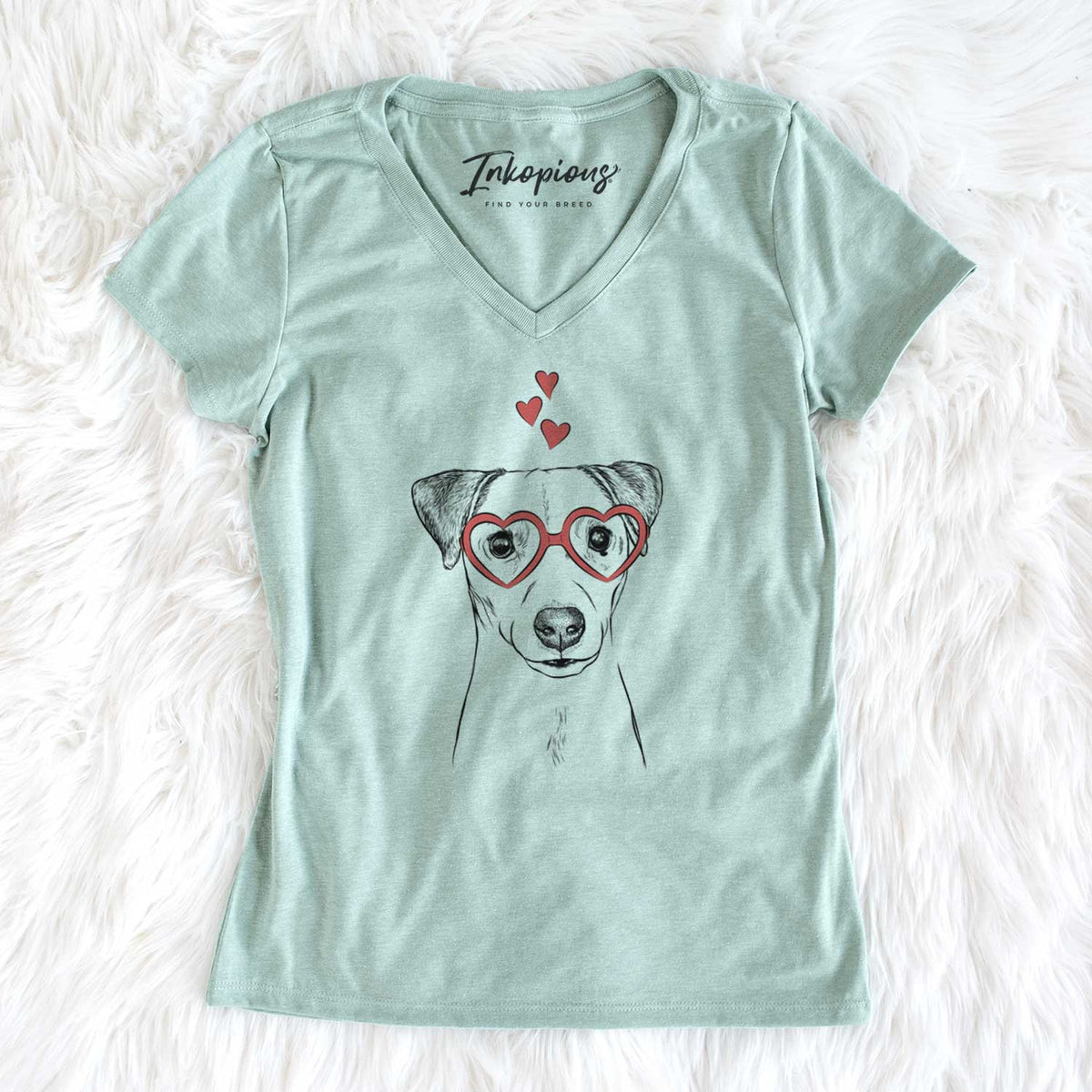 Valentine Ally the Jack Russell Terrier - Women's V-neck Shirt