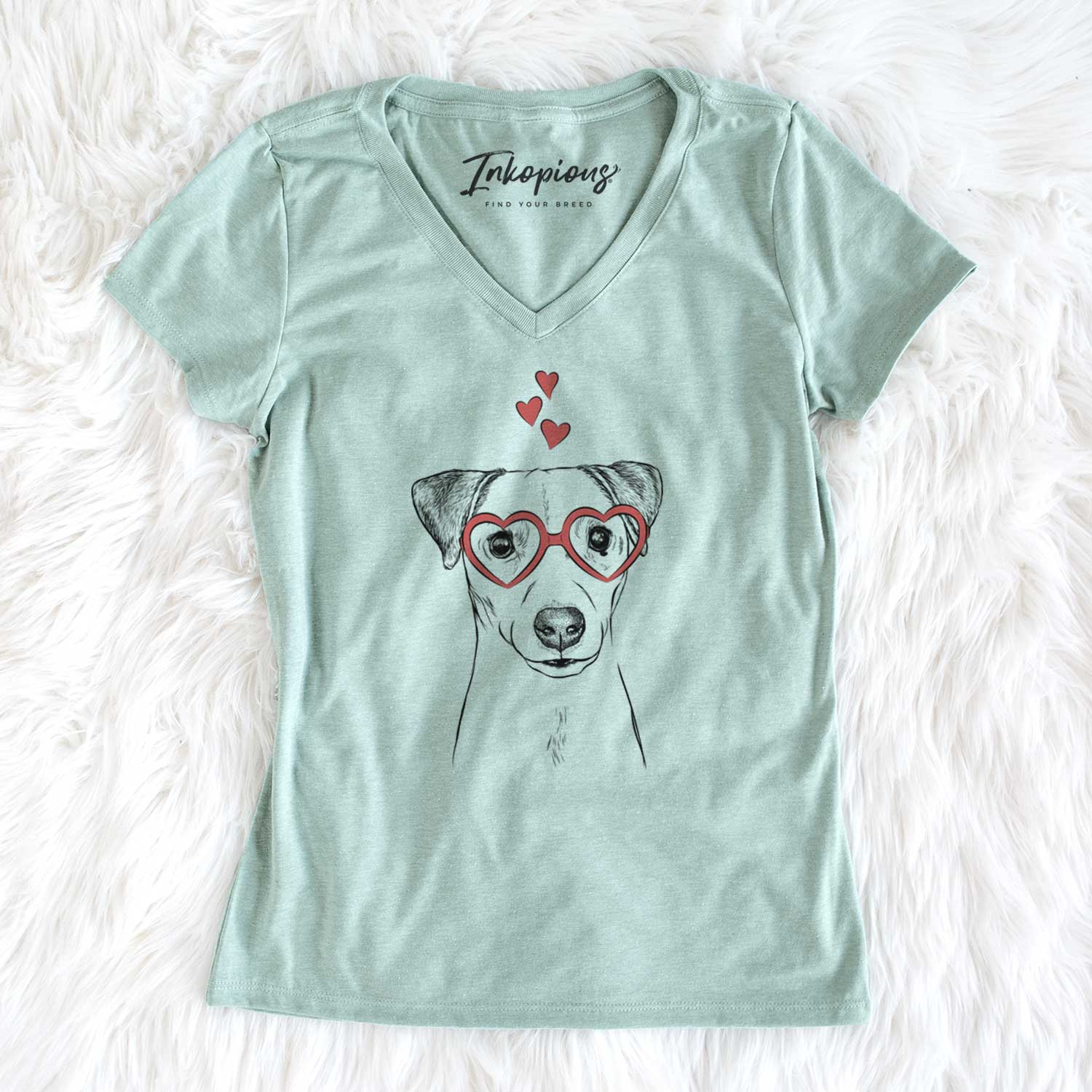 Valentine Ally the Jack Russell Terrier - Women's V-neck Shirt