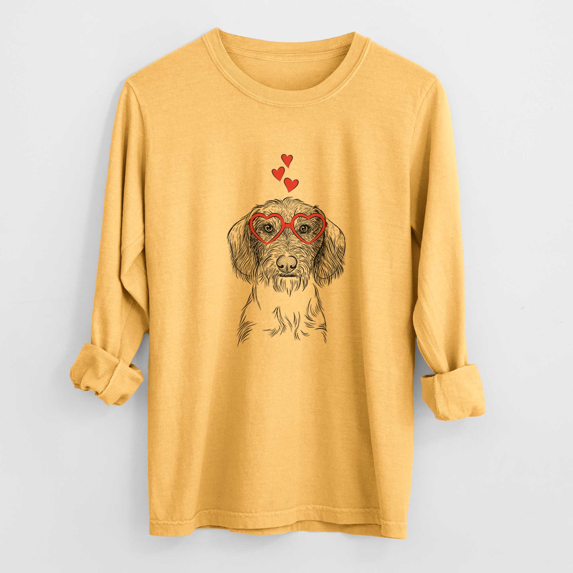 Valentine Almond the Wirehaired Dachshund - Heavyweight 100% Cotton Long Sleeve