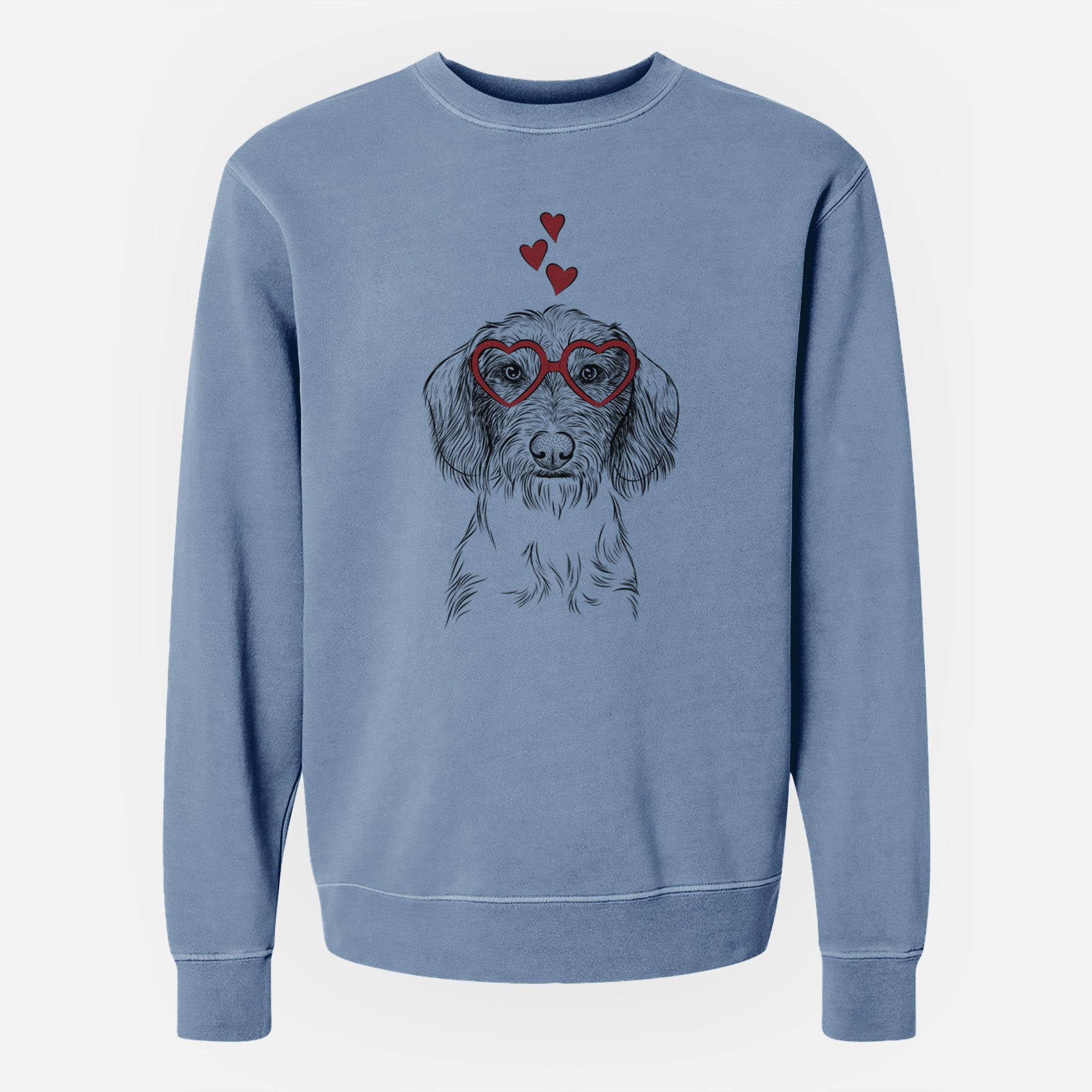 Valentine Almond the Wirehaired Dachshund - Unisex Pigment Dyed Crew Sweatshirt