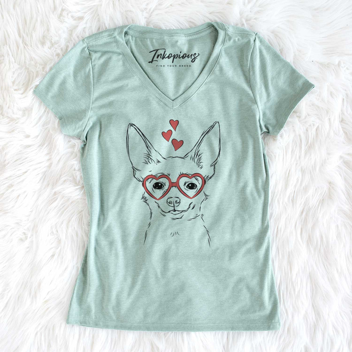 Valentine Amos the Chihuahua - Women's V-neck Shirt