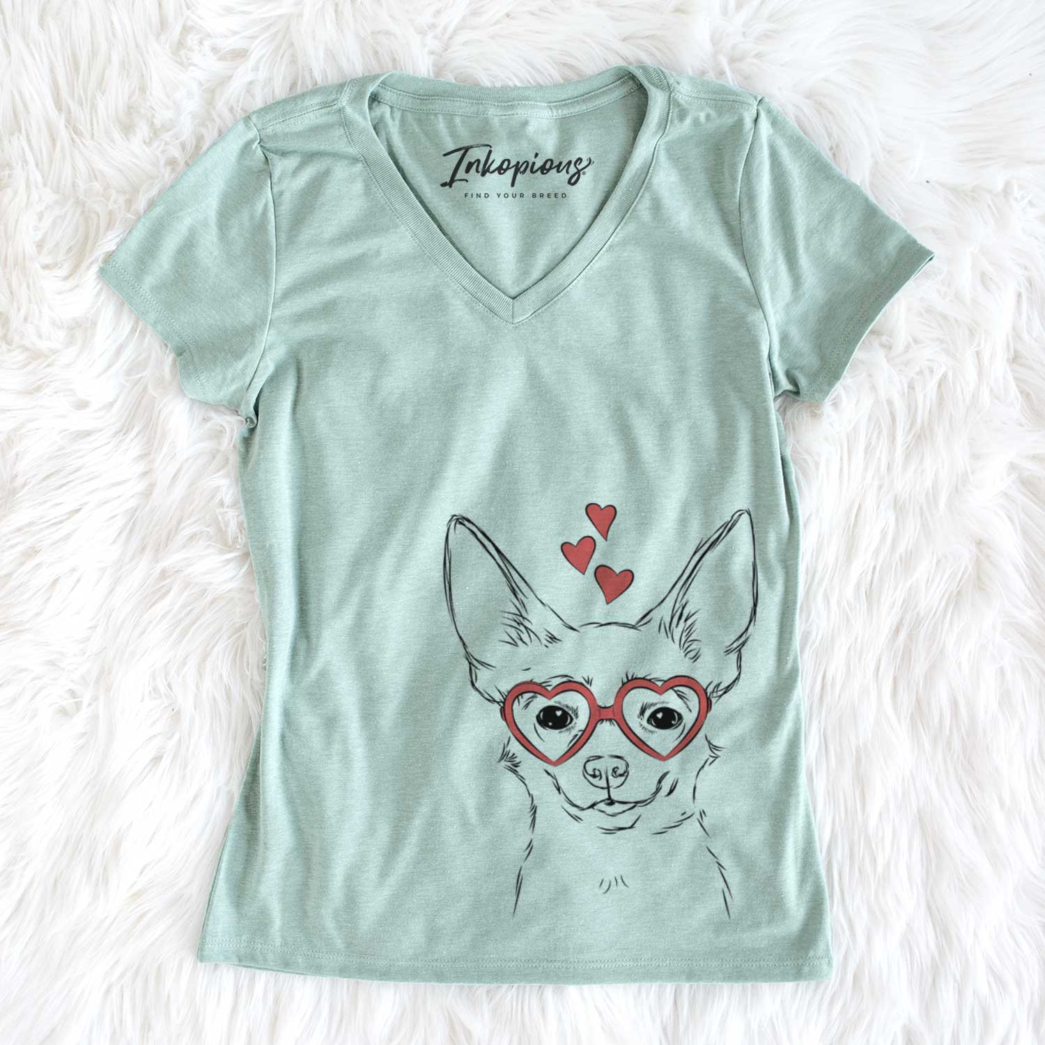 Valentine Amos the Chihuahua - Women's V-neck Shirt