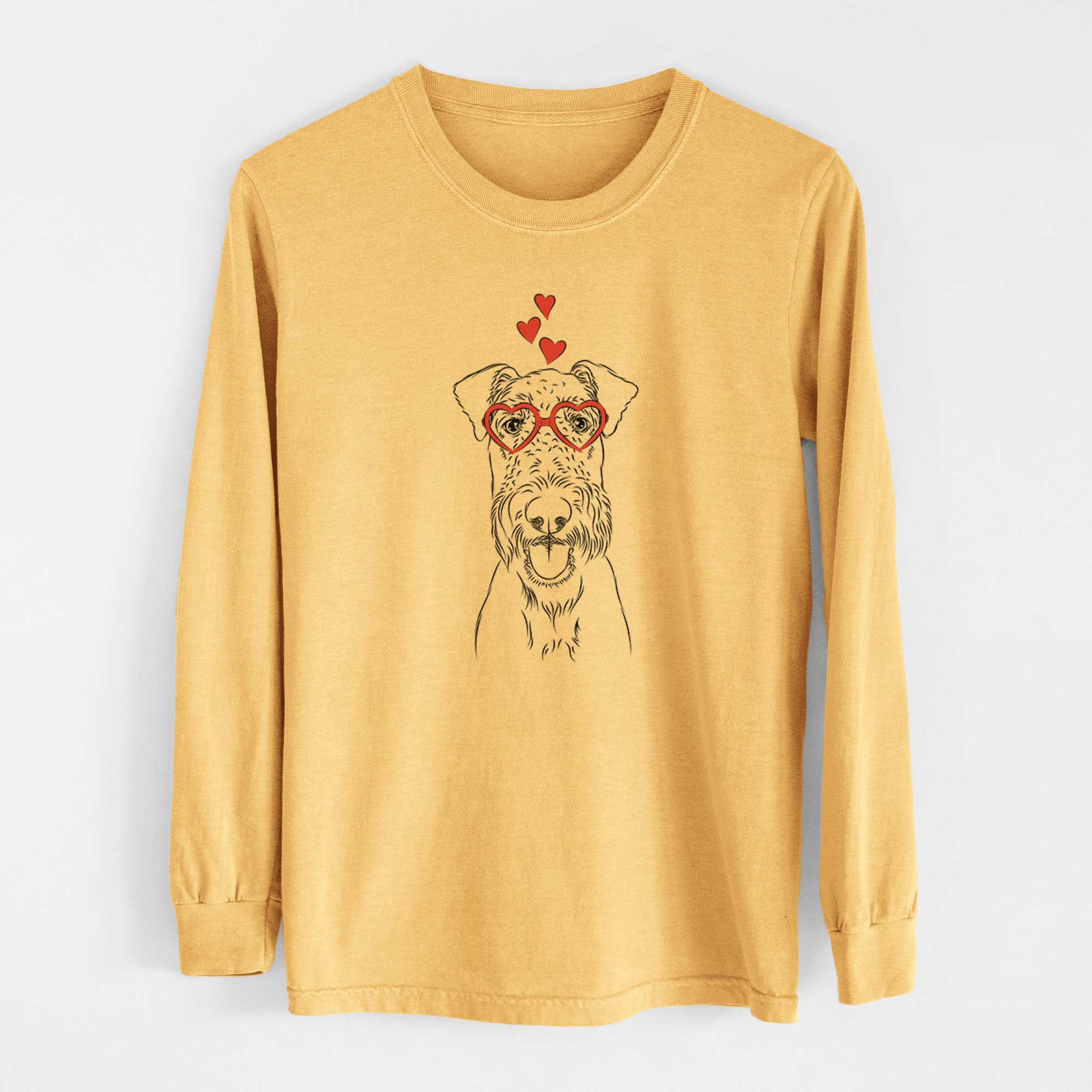 Valentine Andy the Airedale Terrier - Heavyweight 100% Cotton Long Sleeve