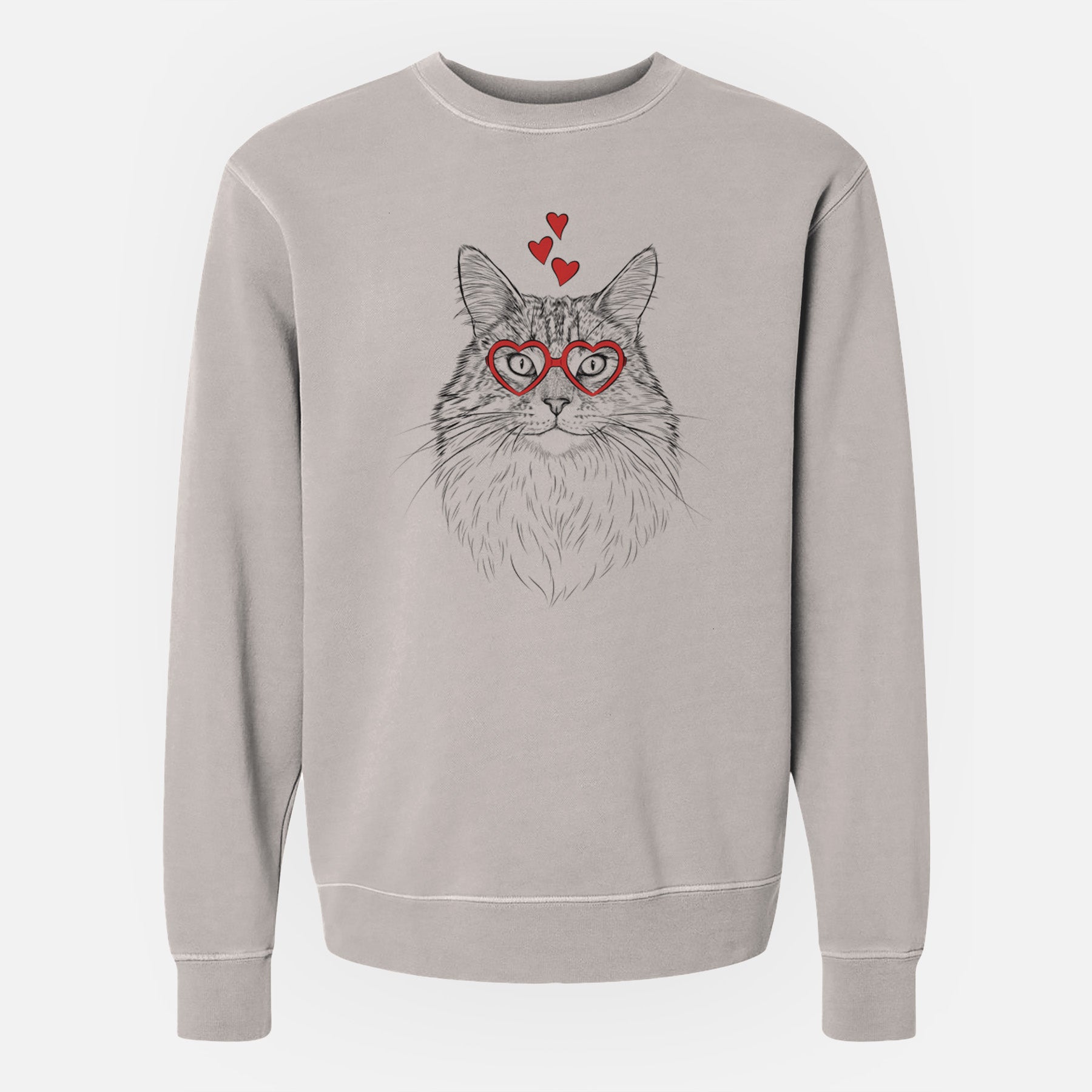 Valentine Angel the Maine Coon Cat - Unisex Pigment Dyed Crew Sweatshirt