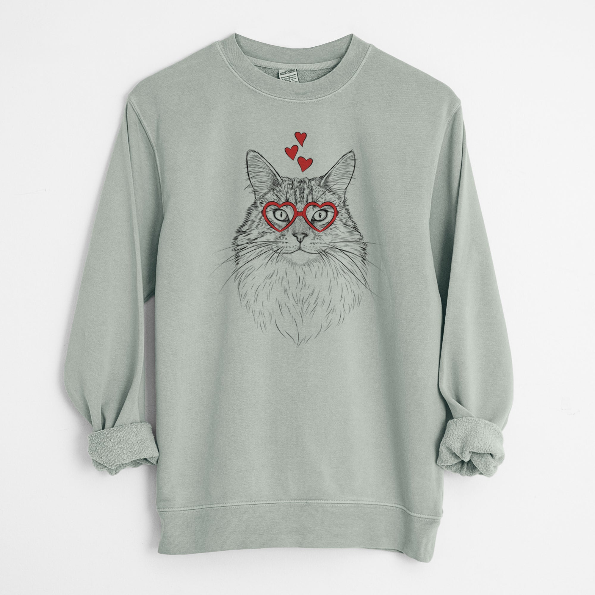 Valentine Angel the Maine Coon Cat - Unisex Pigment Dyed Crew Sweatshirt