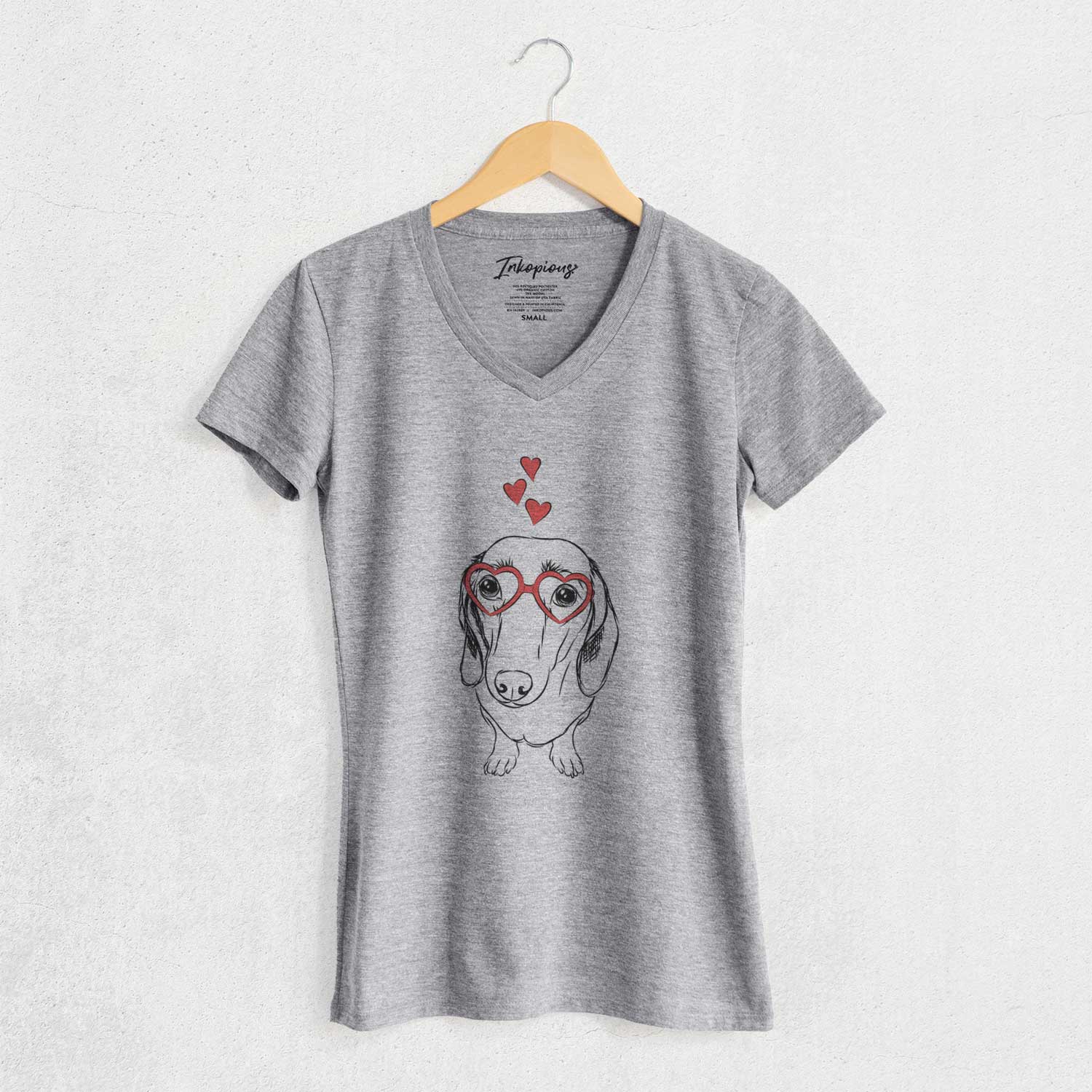 Valentine Annabelle the Dachshund - Women's V-neck Shirt