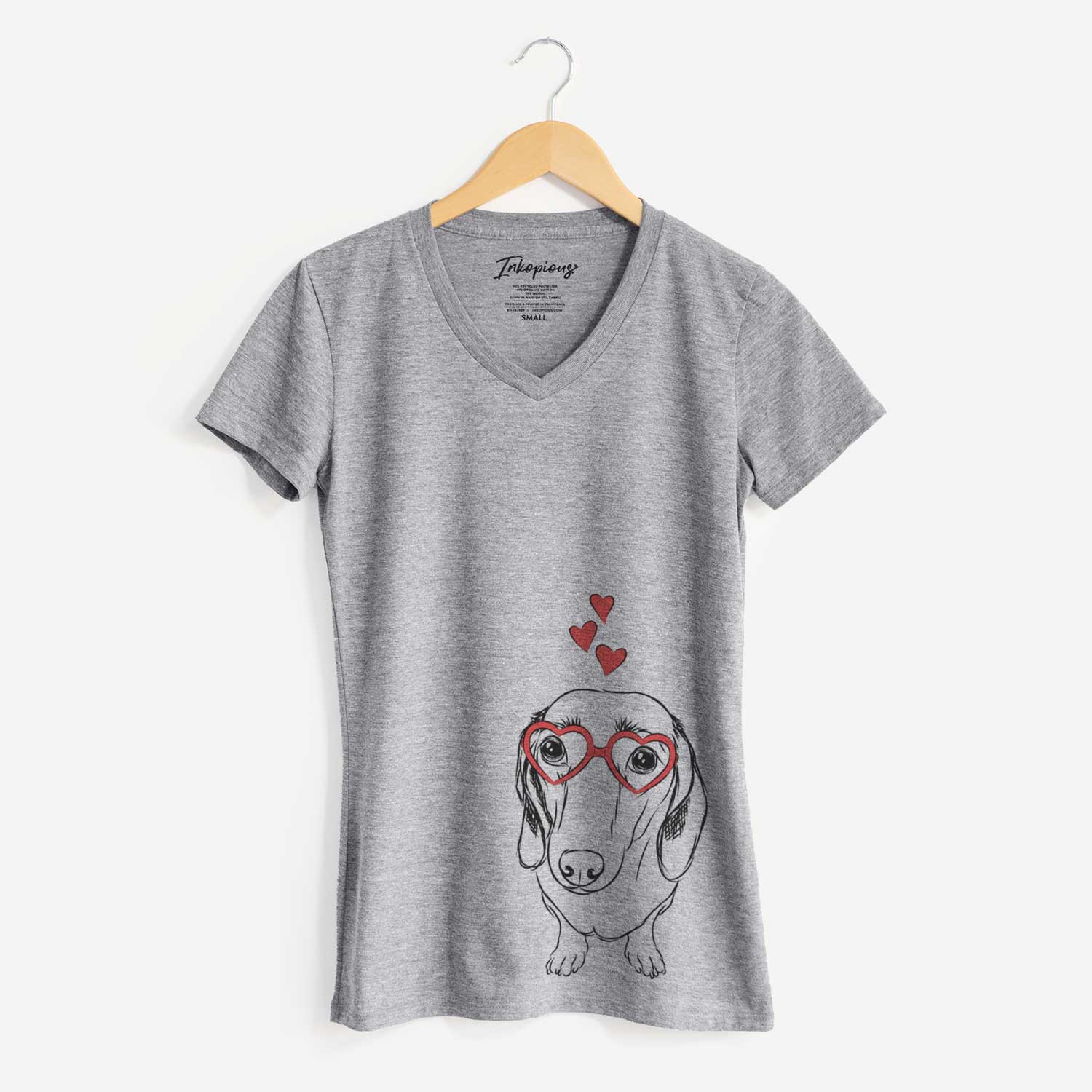 Valentine Annabelle the Dachshund - Women's V-neck Shirt