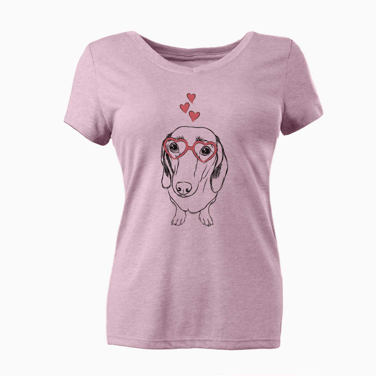 Valentine Annabelle the Dachshund - Women's V-neck Shirt