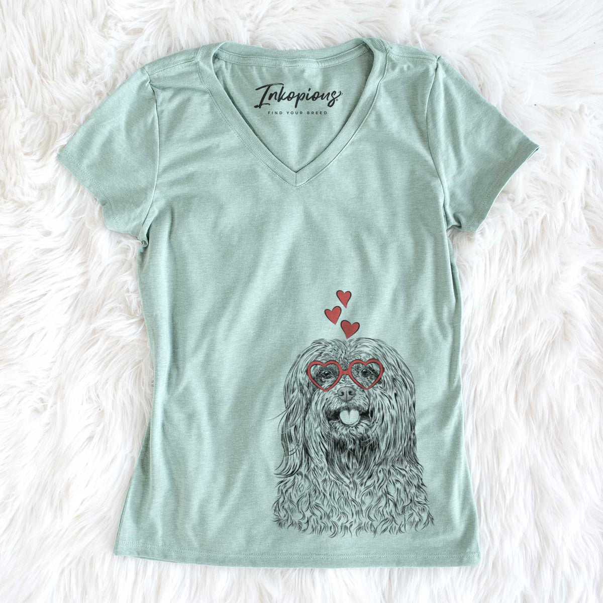 Valentine Annie the Mixed Breed - Women&#39;s V-neck Shirt