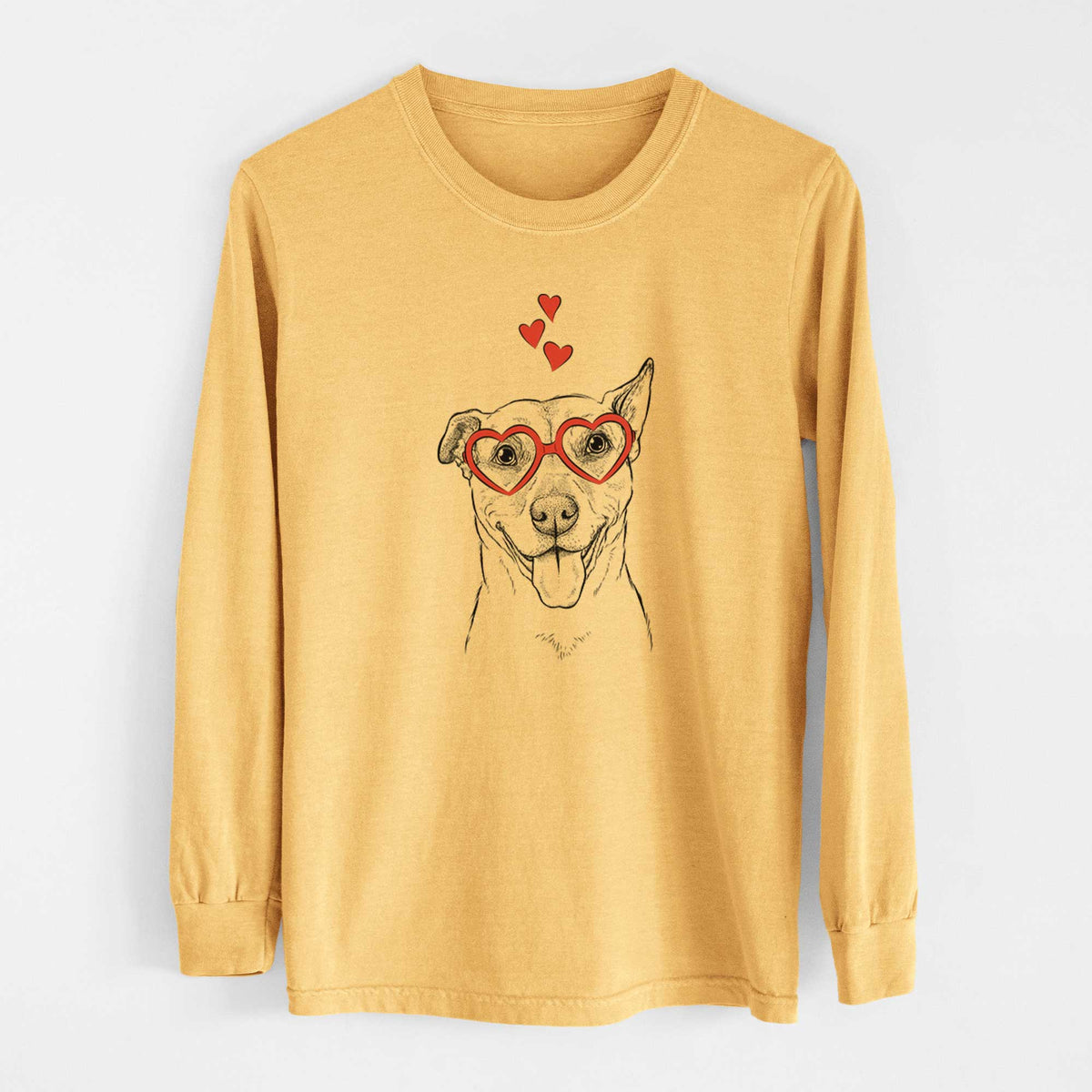 Valentine Annie Belle the Pitbull Mix - Heavyweight 100% Cotton Long Sleeve