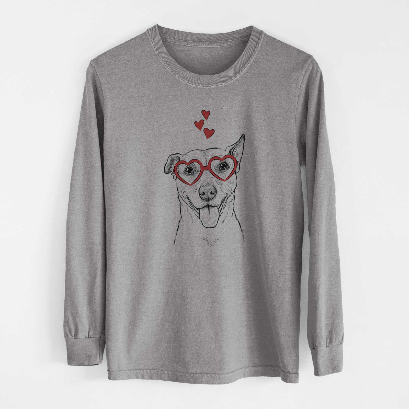 Valentine Annie Belle the Pitbull Mix - Heavyweight 100% Cotton Long Sleeve