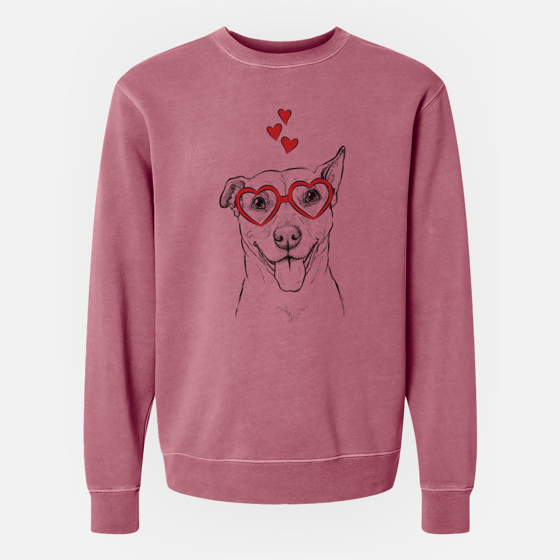 Valentine Annie Belle the Pitbull Mix - Unisex Pigment Dyed Crew Sweatshirt