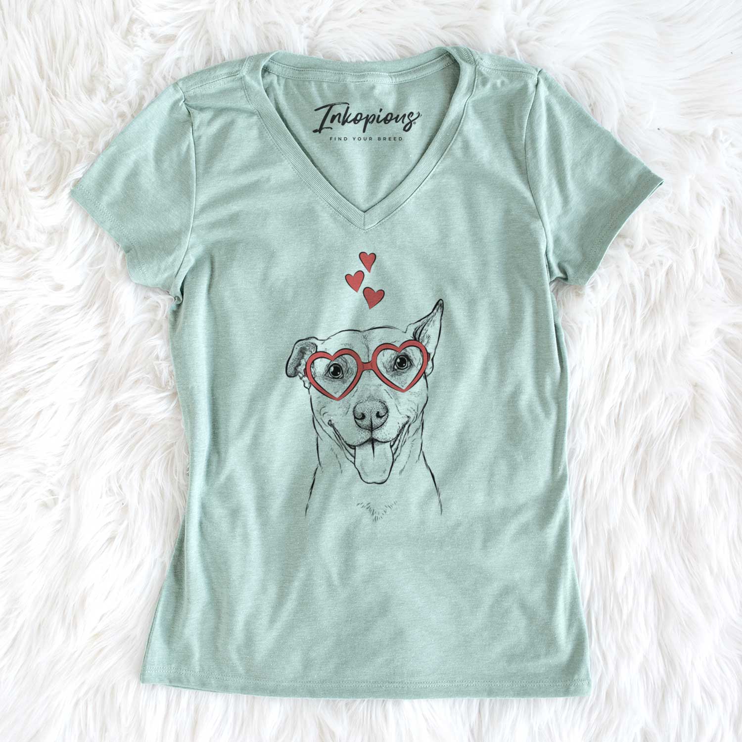 Valentine Annie Belle the Pitbull Mix - Women's V-neck Shirt