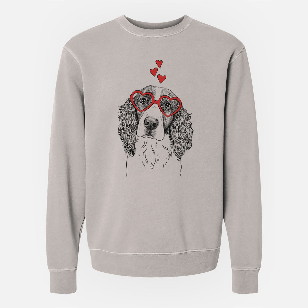 Valentine Annie the English Springer Spaniel - Unisex Pigment Dyed Crew Sweatshirt