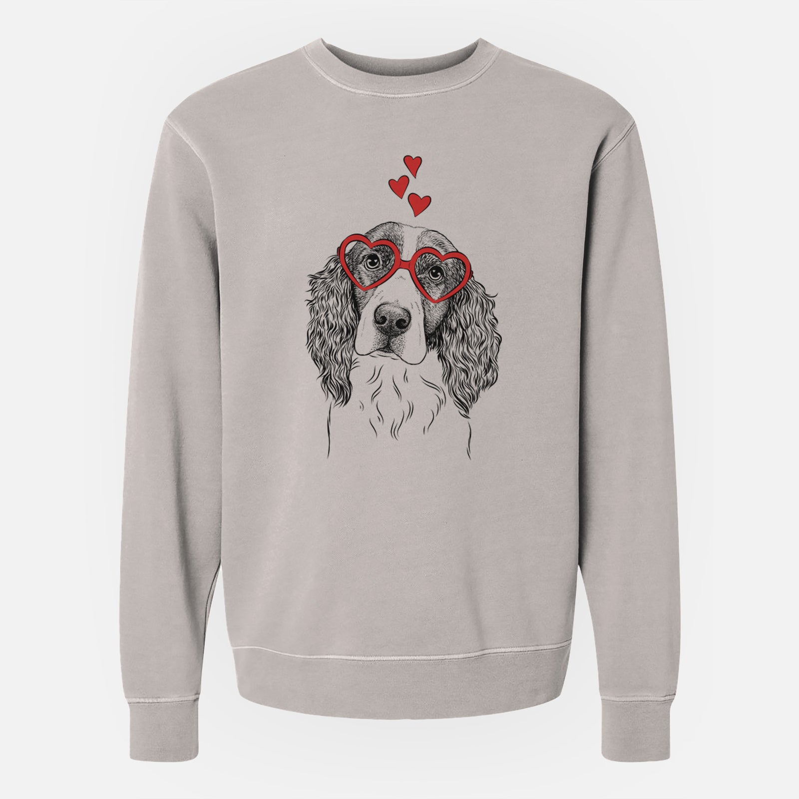 Valentine Annie the English Springer Spaniel - Unisex Pigment Dyed Crew Sweatshirt