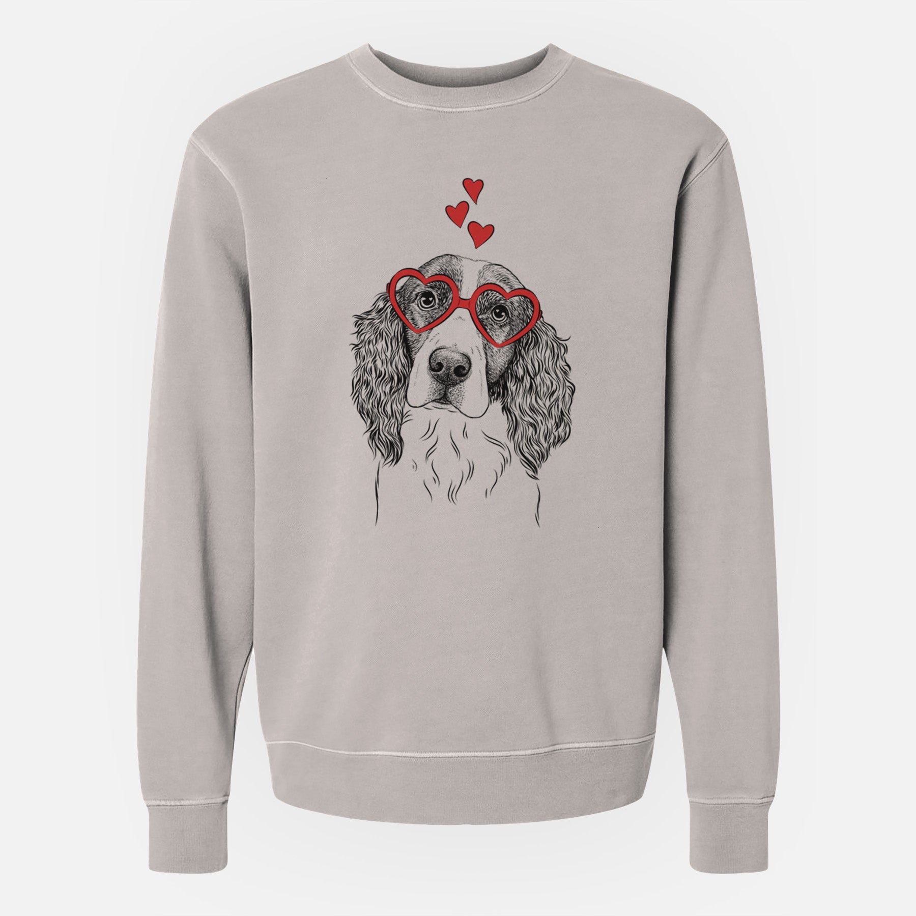 Valentine Annie the English Springer Spaniel - Unisex Pigment Dyed Crew Sweatshirt