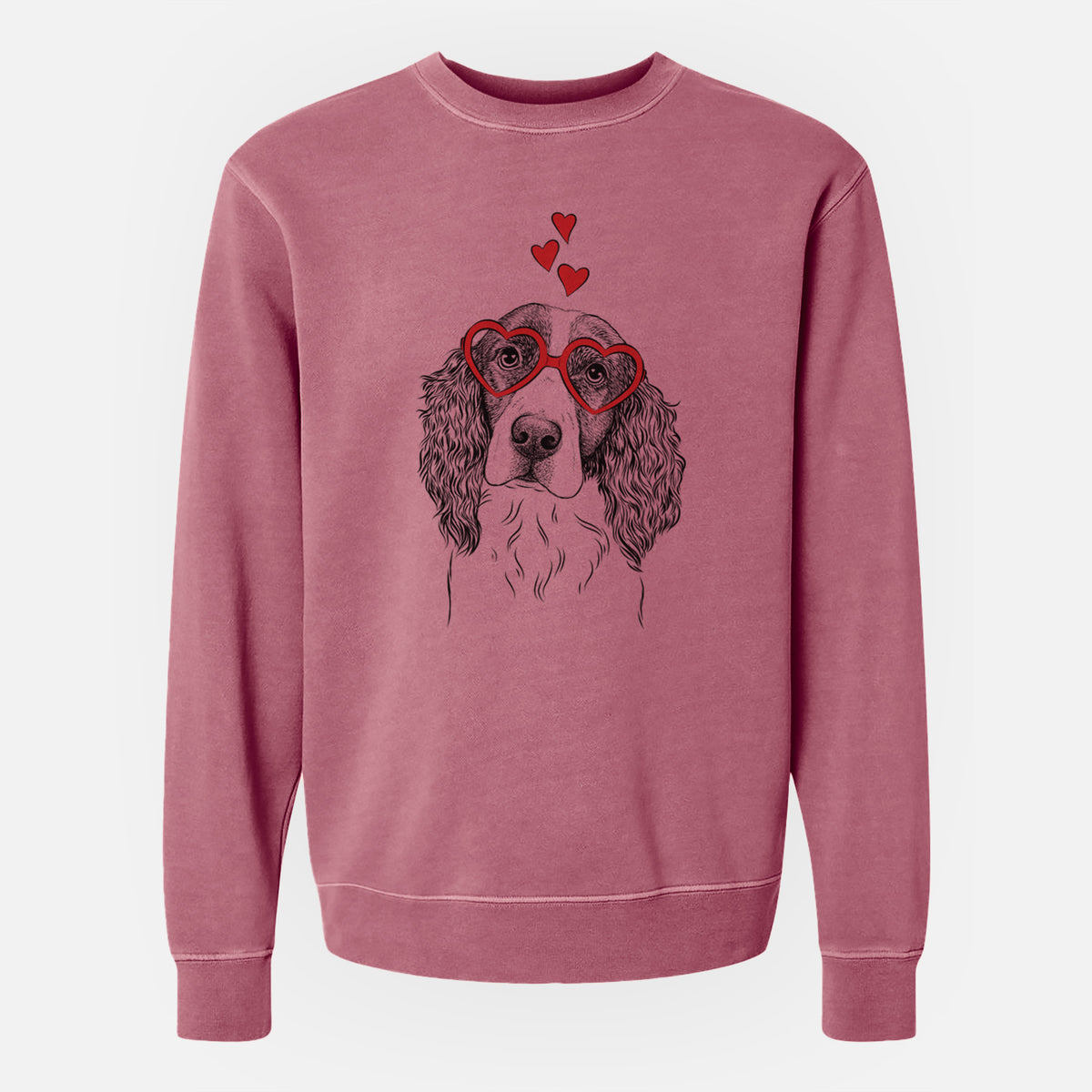Valentine Annie the English Springer Spaniel - Unisex Pigment Dyed Crew Sweatshirt