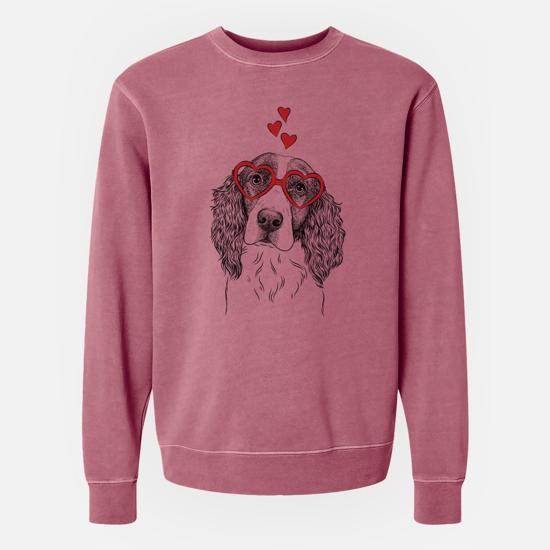 Valentine Annie the English Springer Spaniel - Unisex Pigment Dyed Crew Sweatshirt