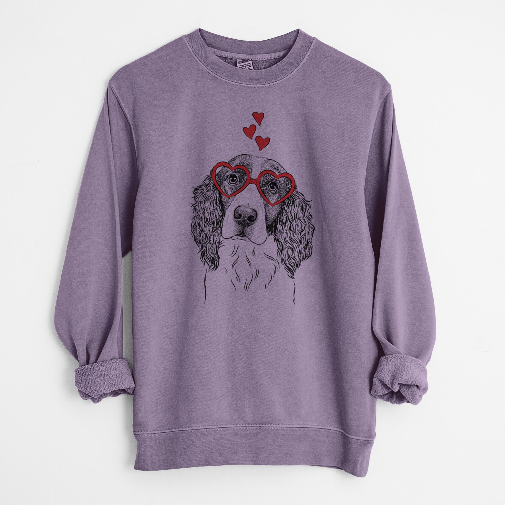 Valentine Annie the English Springer Spaniel - Unisex Pigment Dyed Crew Sweatshirt