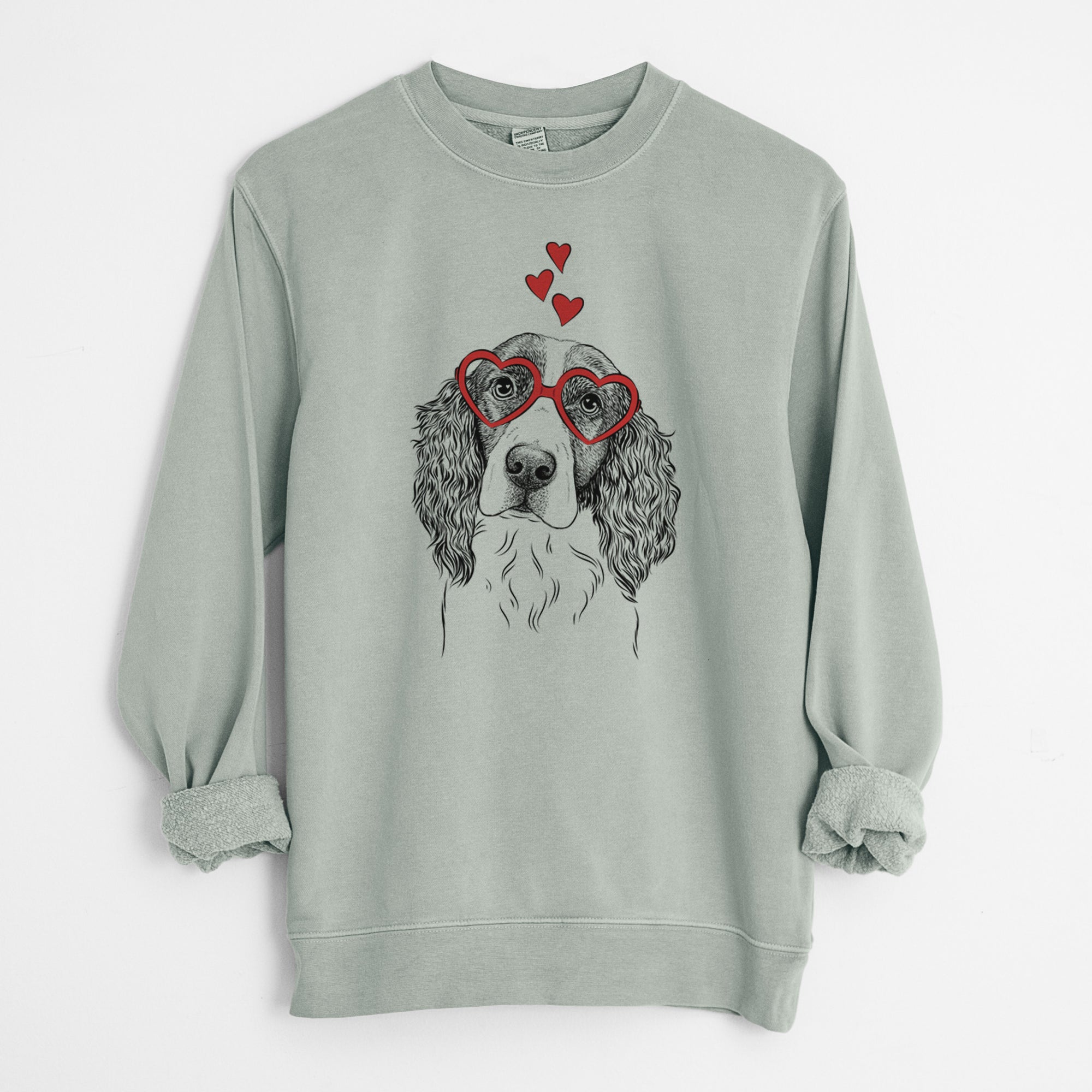 Valentine Annie the English Springer Spaniel - Unisex Pigment Dyed Crew Sweatshirt